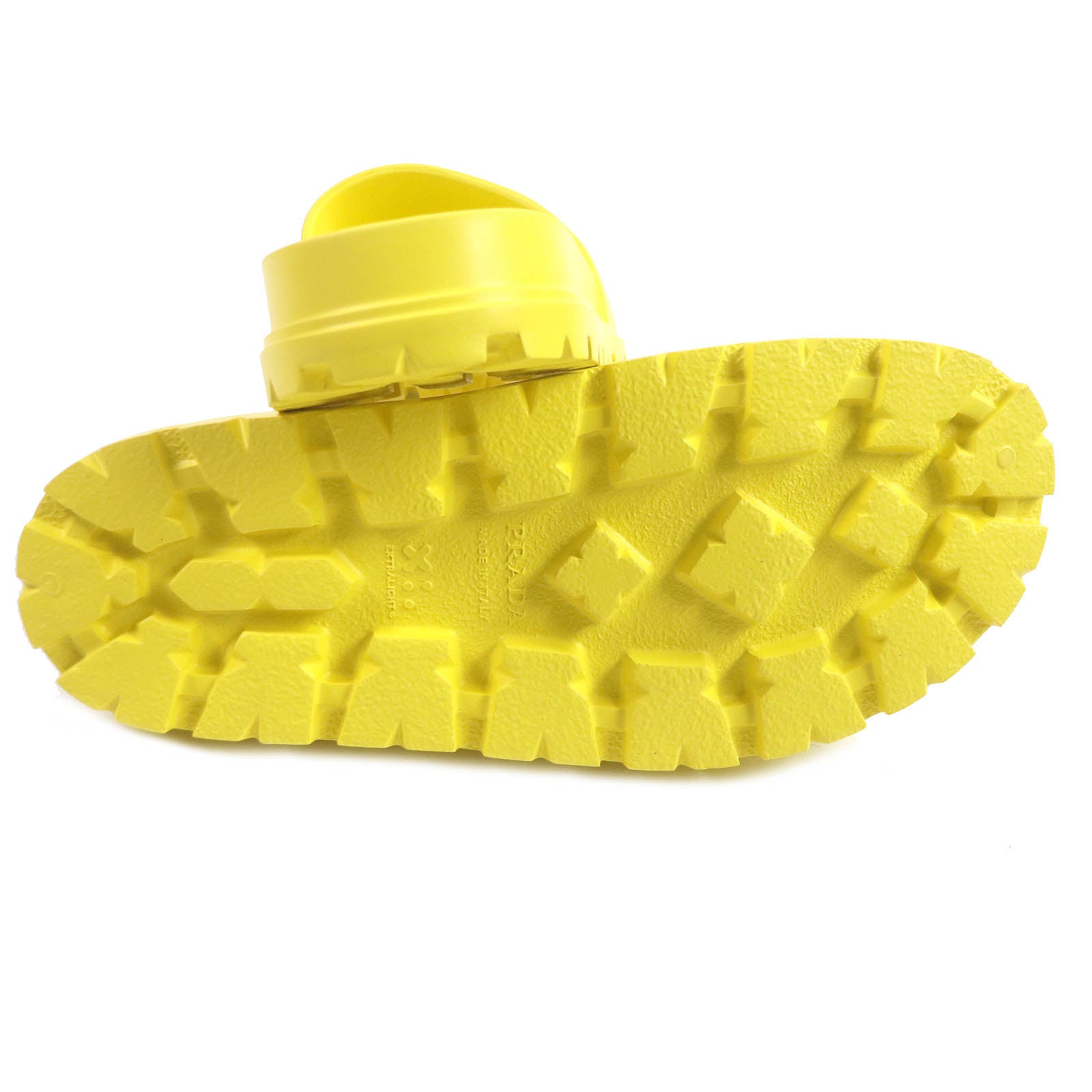 Prada Triangle Logo Rubber Sandals Yellow 43