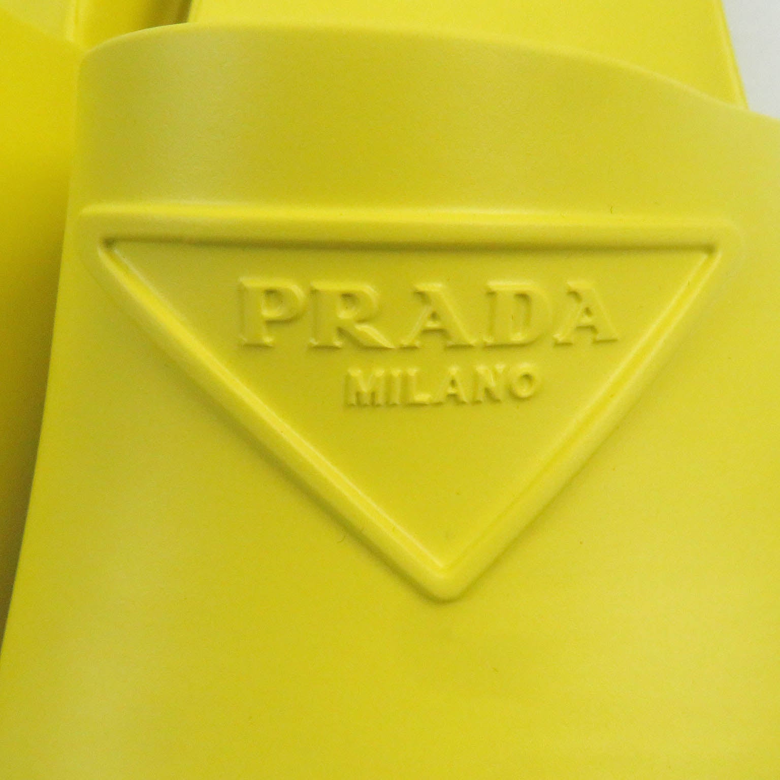 Prada Triangle Logo Rubber Sandals Yellow 43