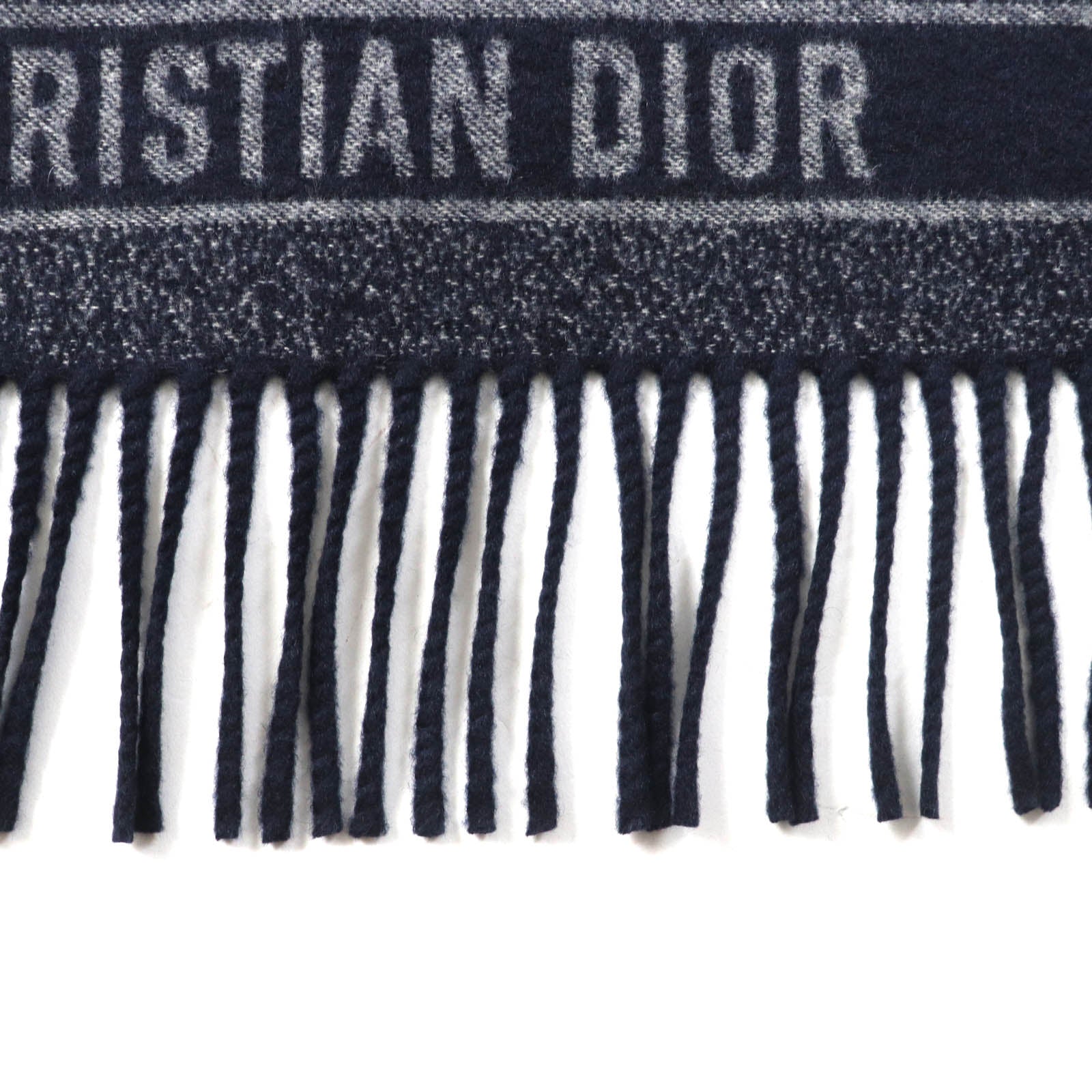 Dior Cashmere Wool Silk Logo Fringe Shawl Blanket