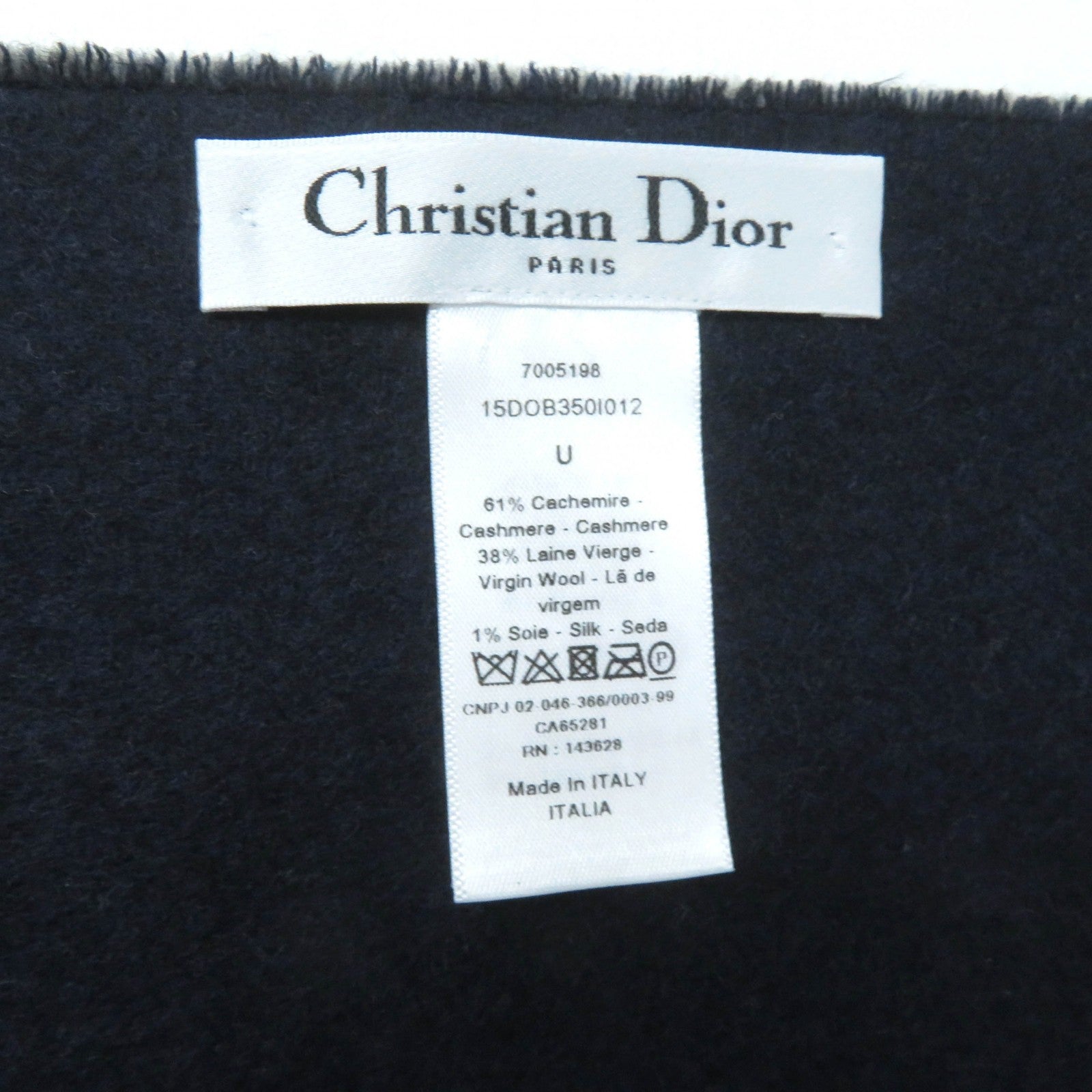 Dior Cashmere Wool Silk Logo Fringe Shawl Blanket