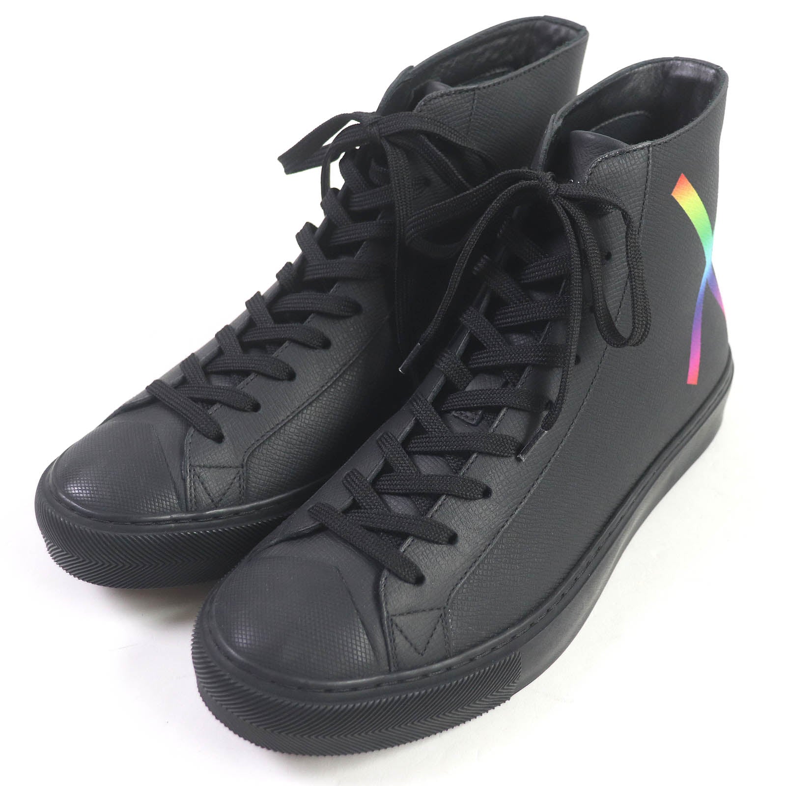 Louis Vuitton Leather Rubber High Cut Sneakers Black