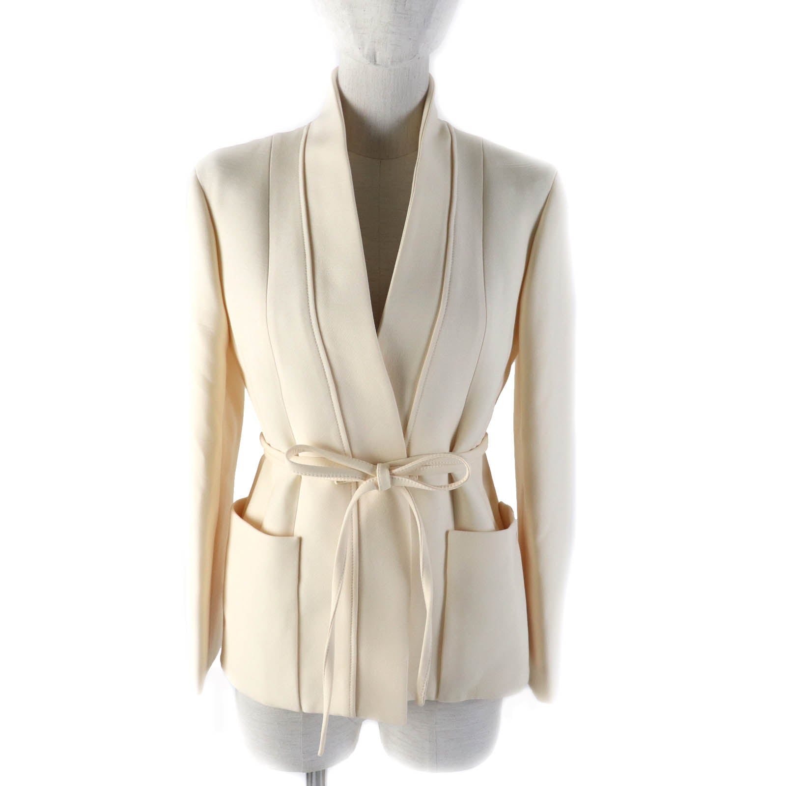 Dior Wool Silk Ribbon Jacket Off White 34