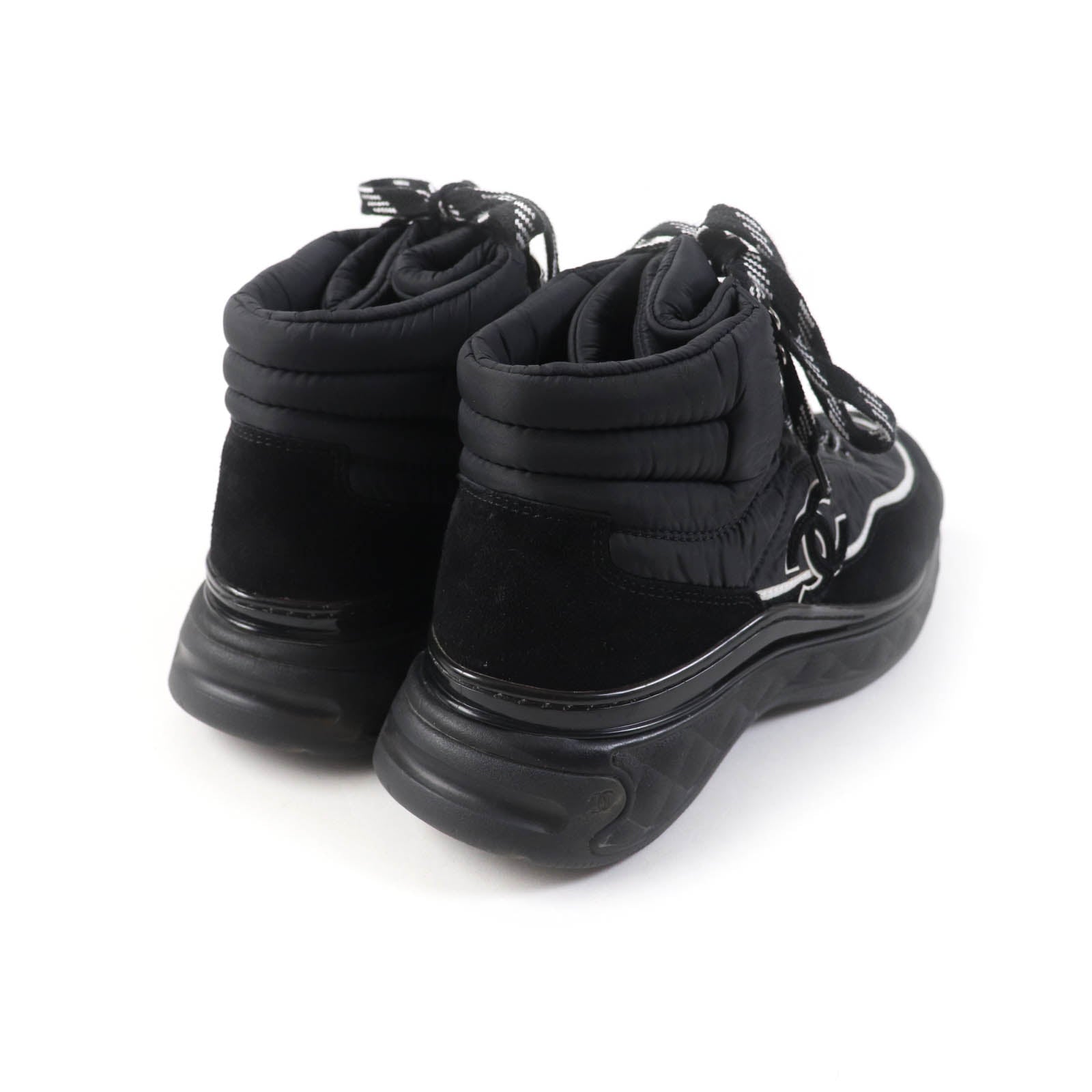 Chanel Suede High Cut Sneakers Black 37