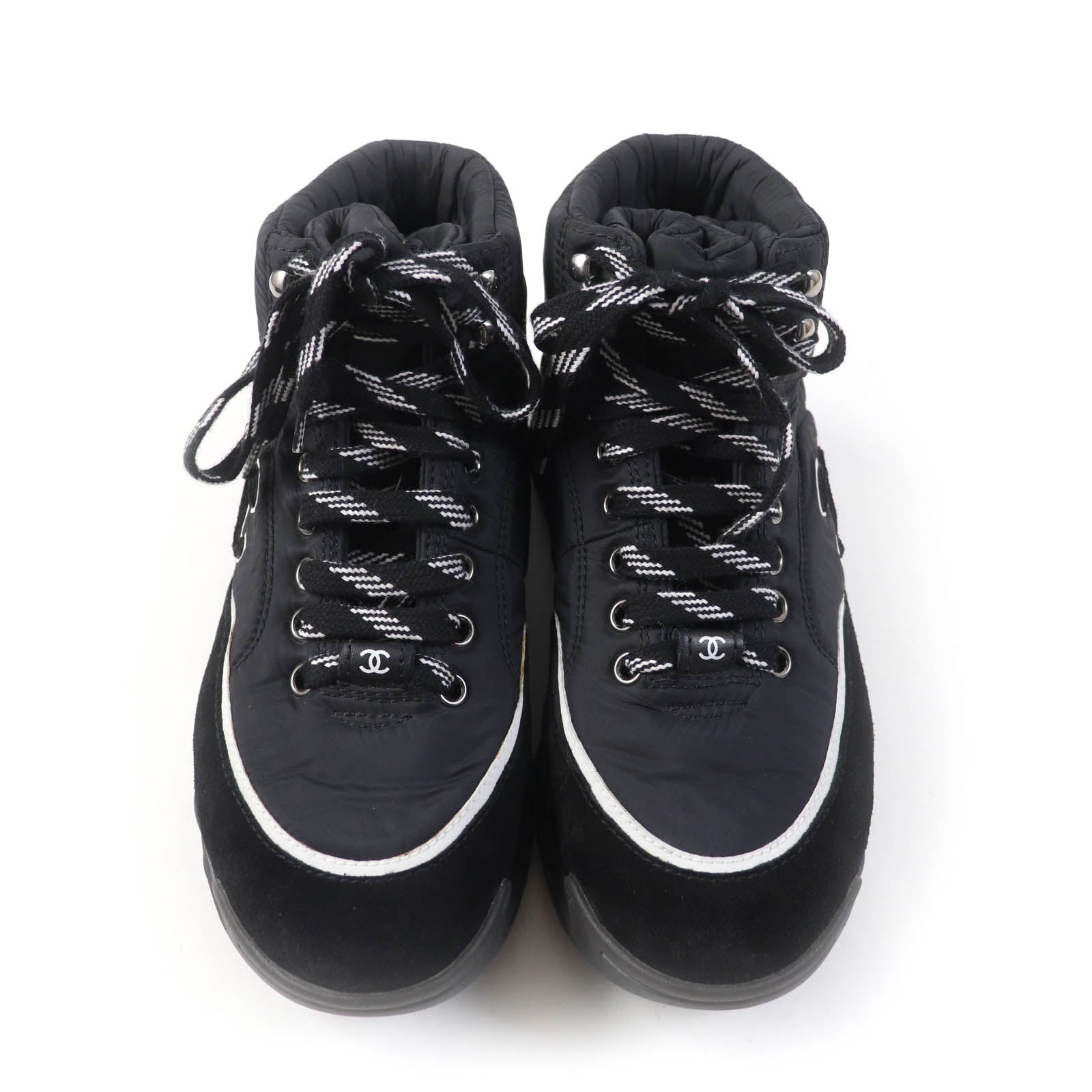 Chanel Suede High Cut Sneakers Black 37