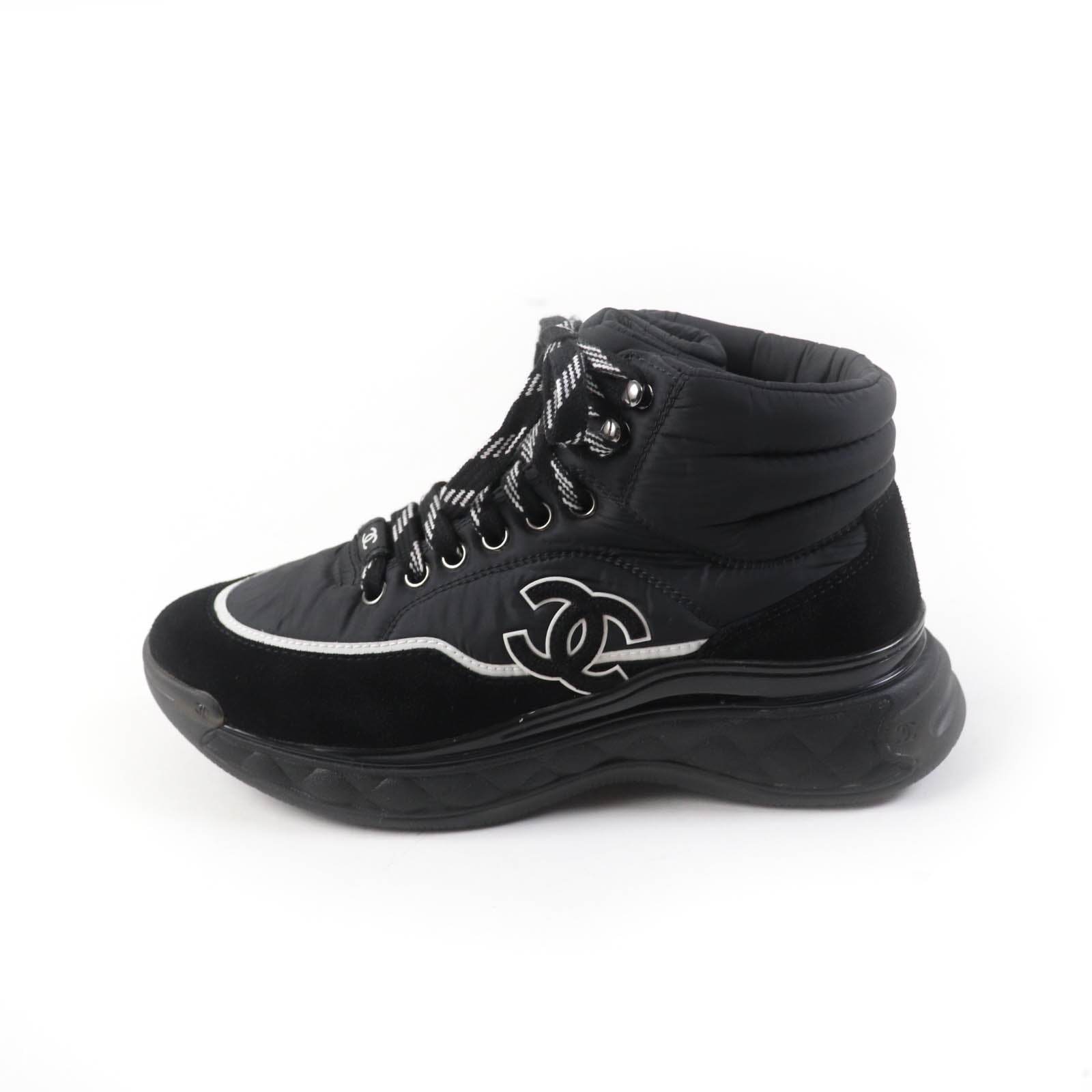 Chanel Suede High Cut Sneakers Black 37