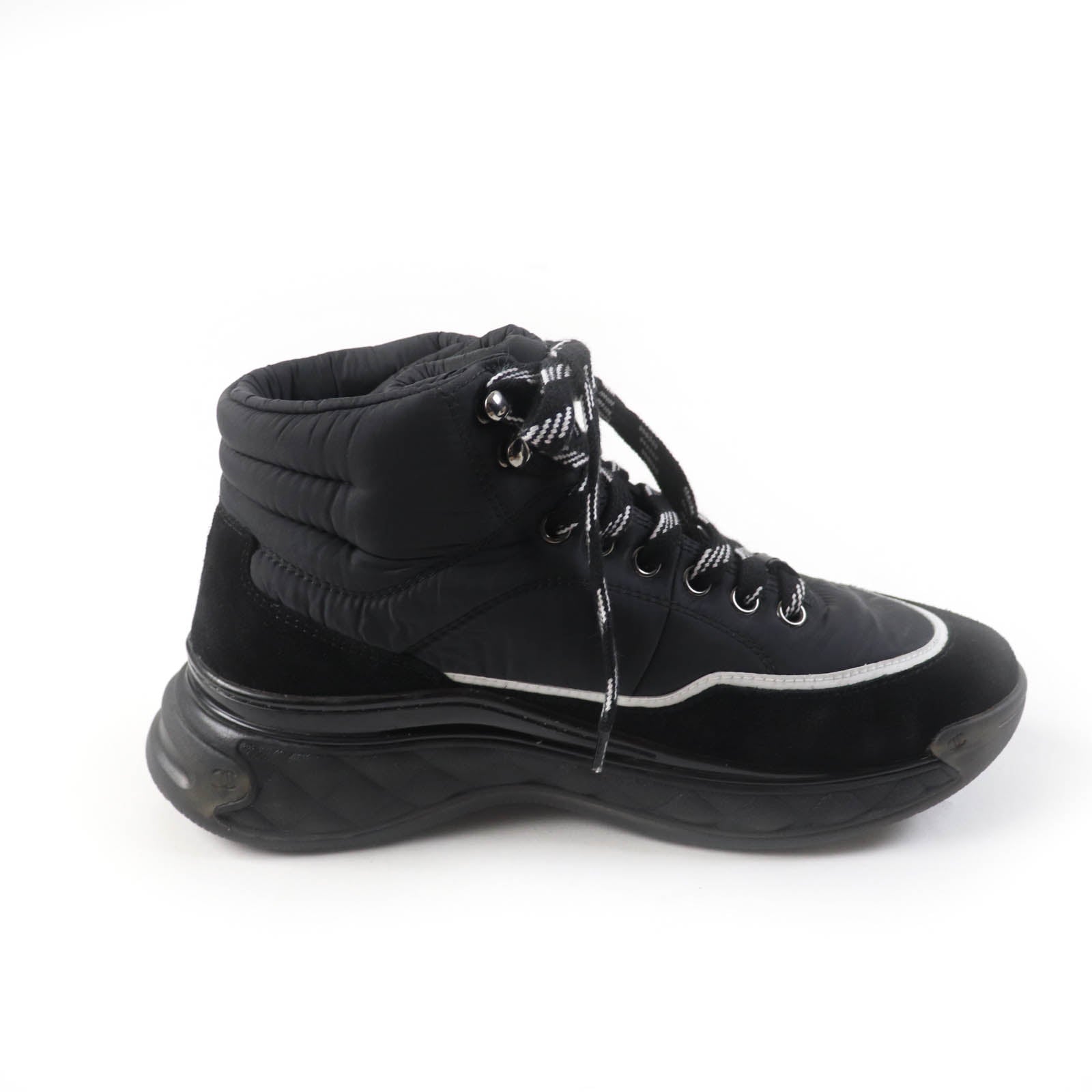 Chanel Suede High Cut Sneakers Black 37