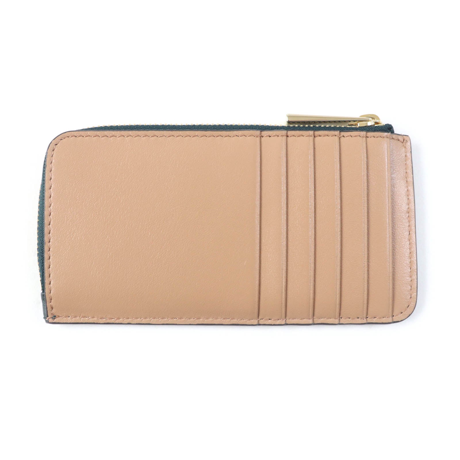 Jimmy Choo Leather L-Zip Card Case Dark Green