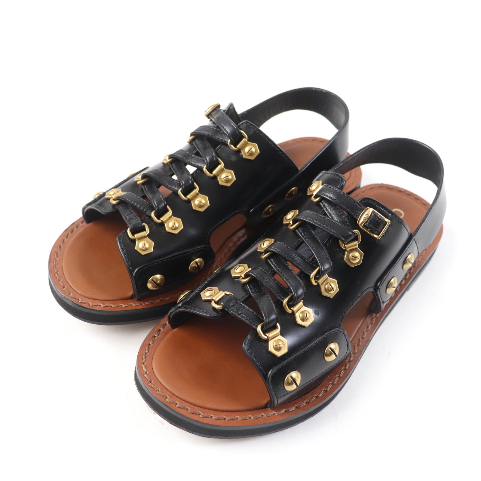 Dior WILDIOR Leather Sandals Brown 35.5