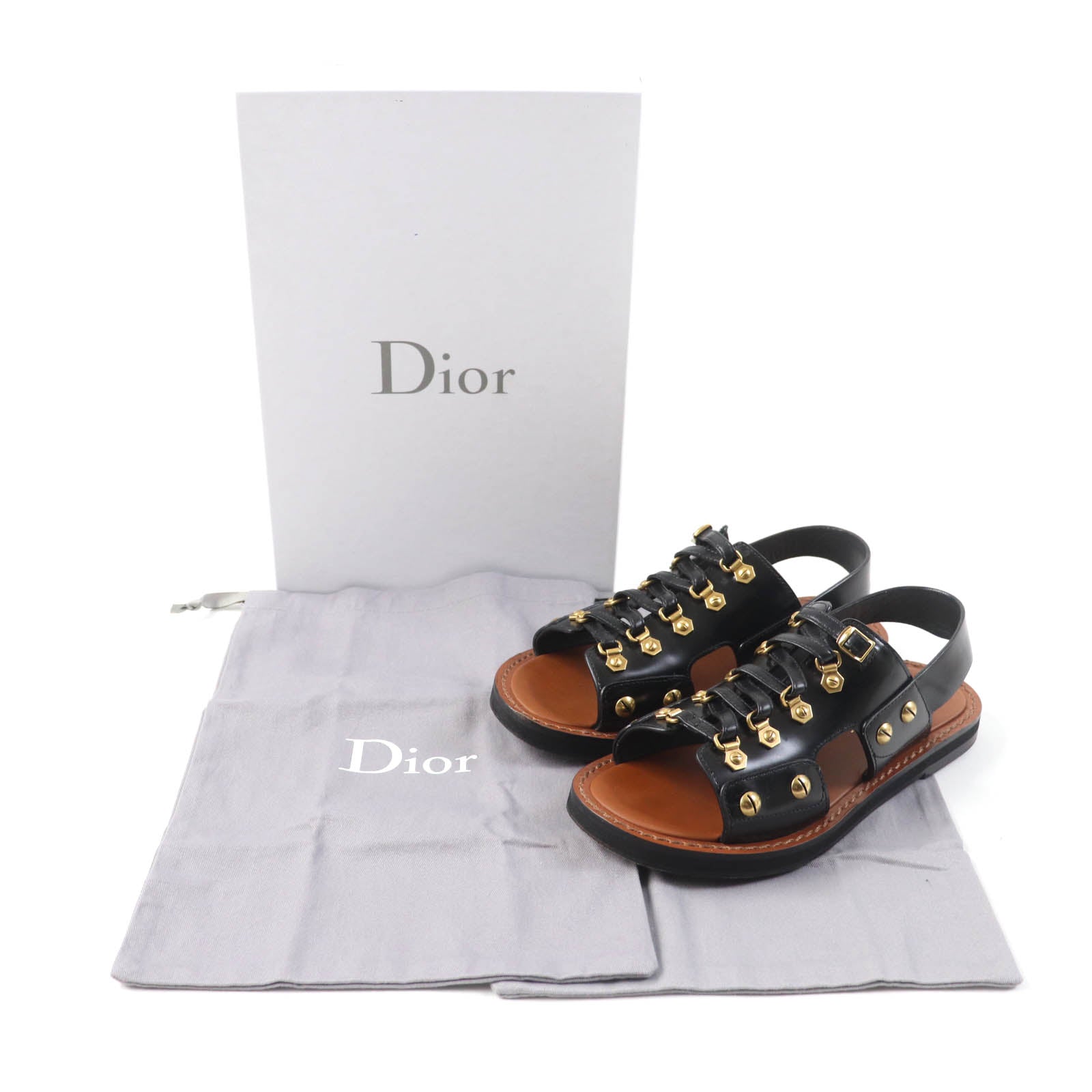 Dior WILDIOR Leather Sandals Brown 35.5