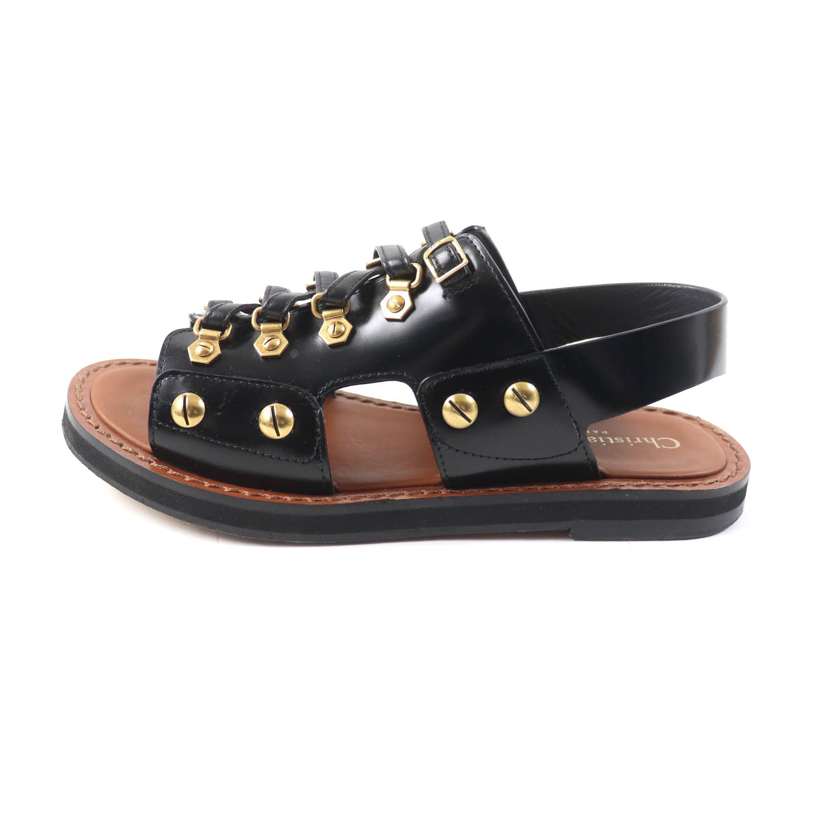 Dior WILDIOR Leather Sandals Brown 35.5