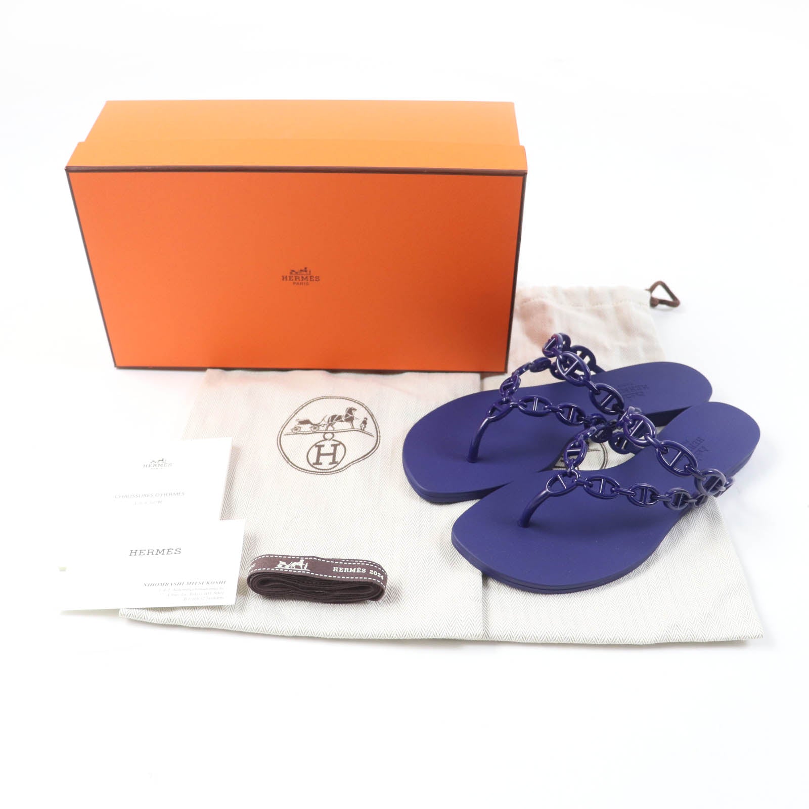 HERMES Chne Dunkel Rubber Sandals Purple 37