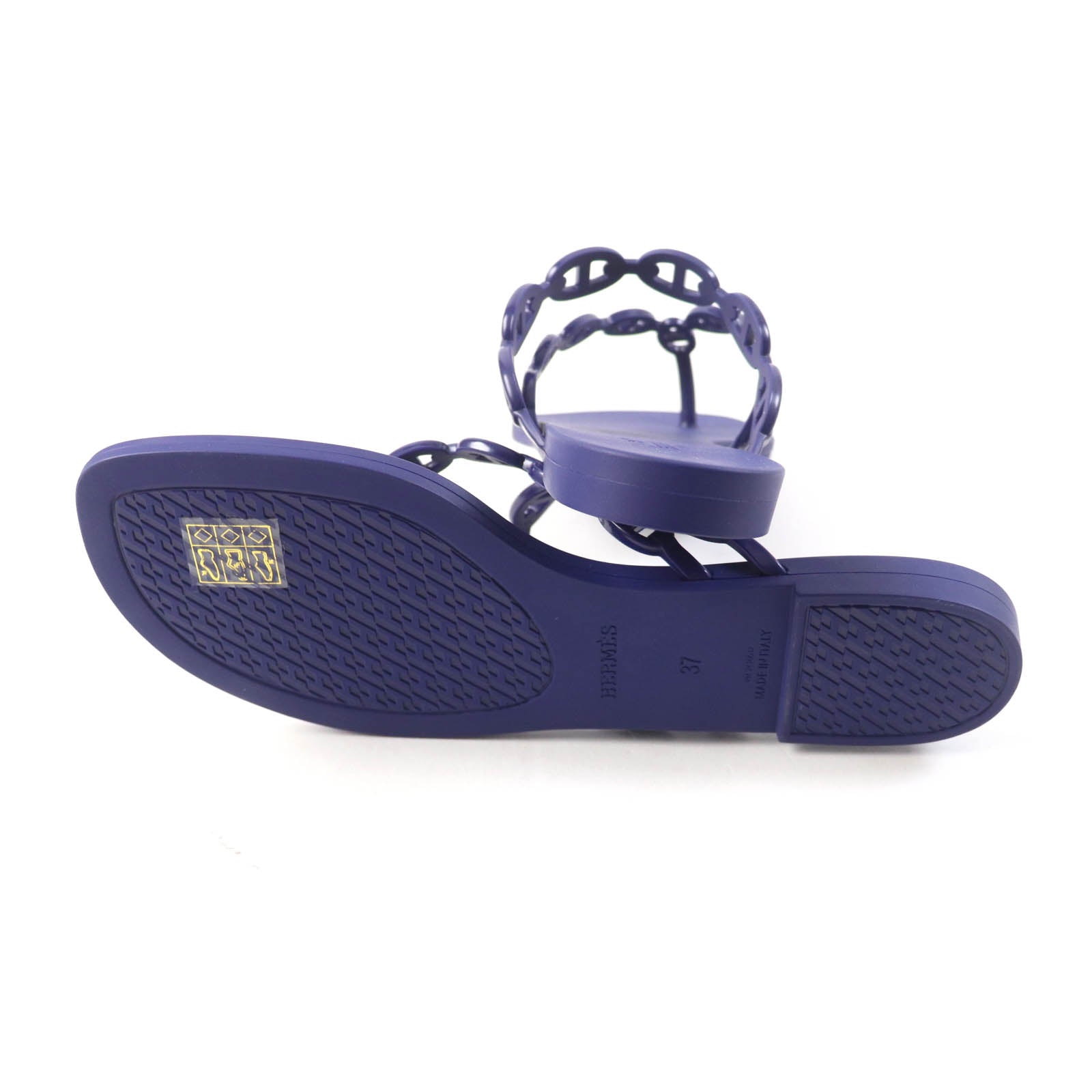 HERMES Chne Dunkel Rubber Sandals Purple 37