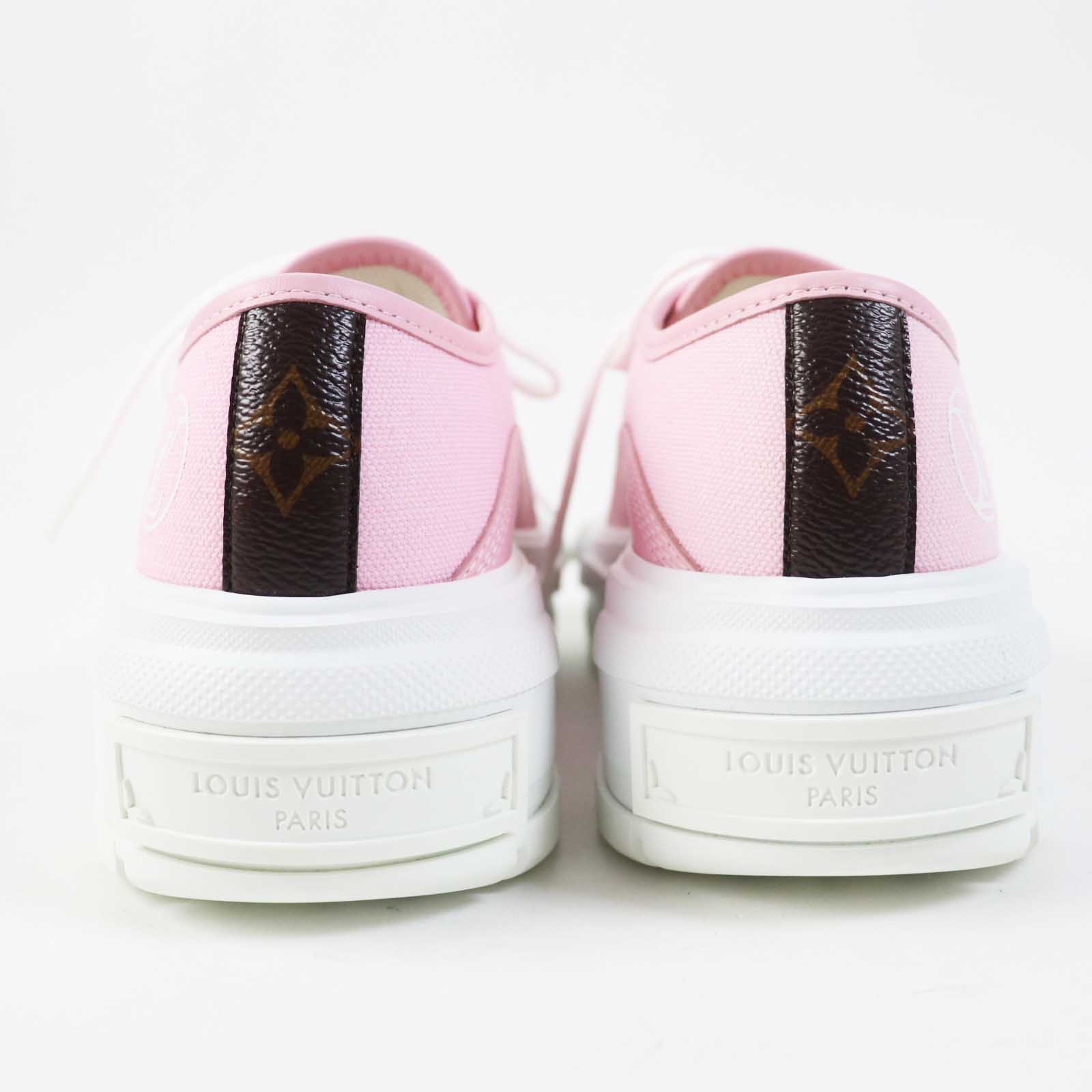 Louis Vuitton Leather Canvas Sneakers Pink 36.5