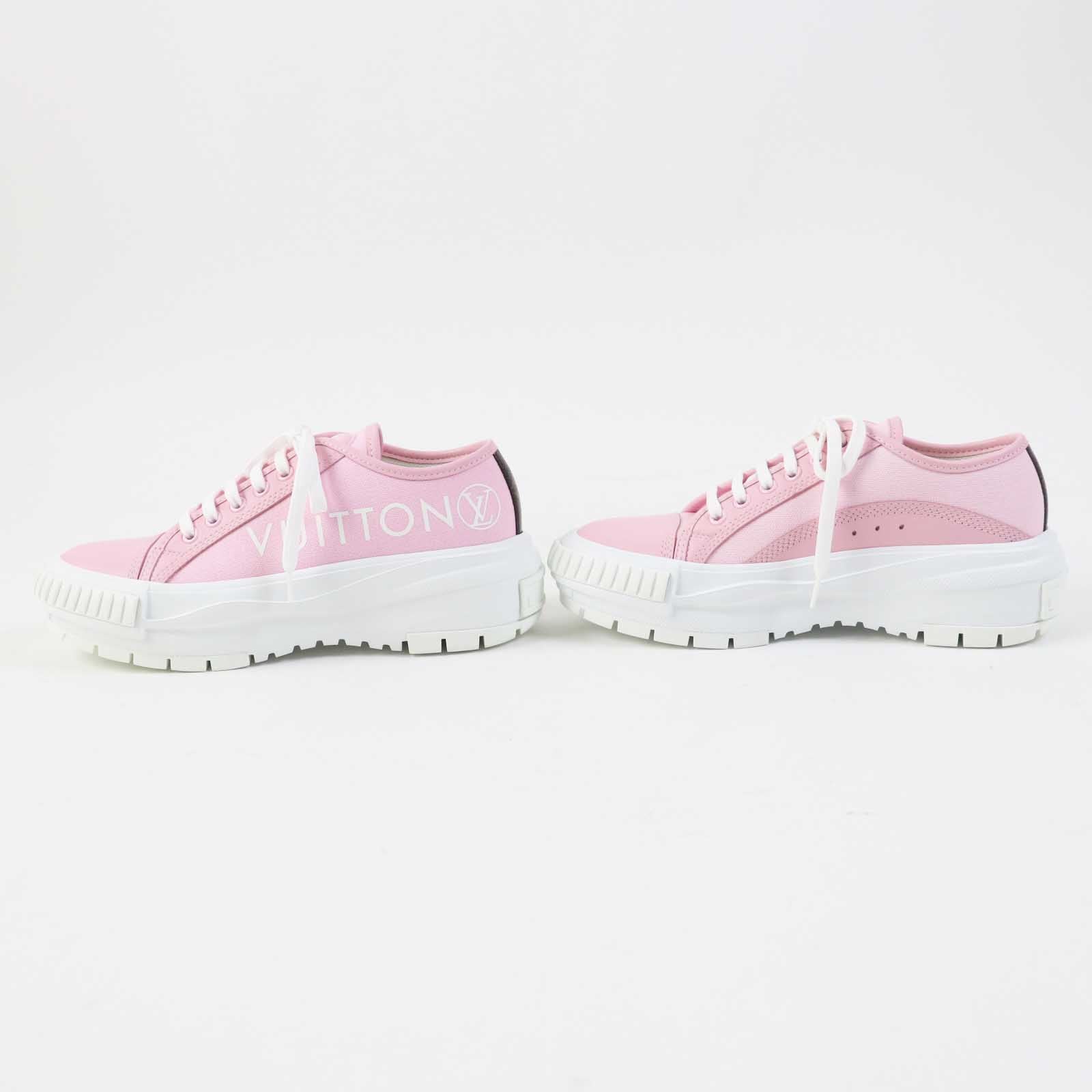 Louis Vuitton Leather Canvas Sneakers Pink 36.5