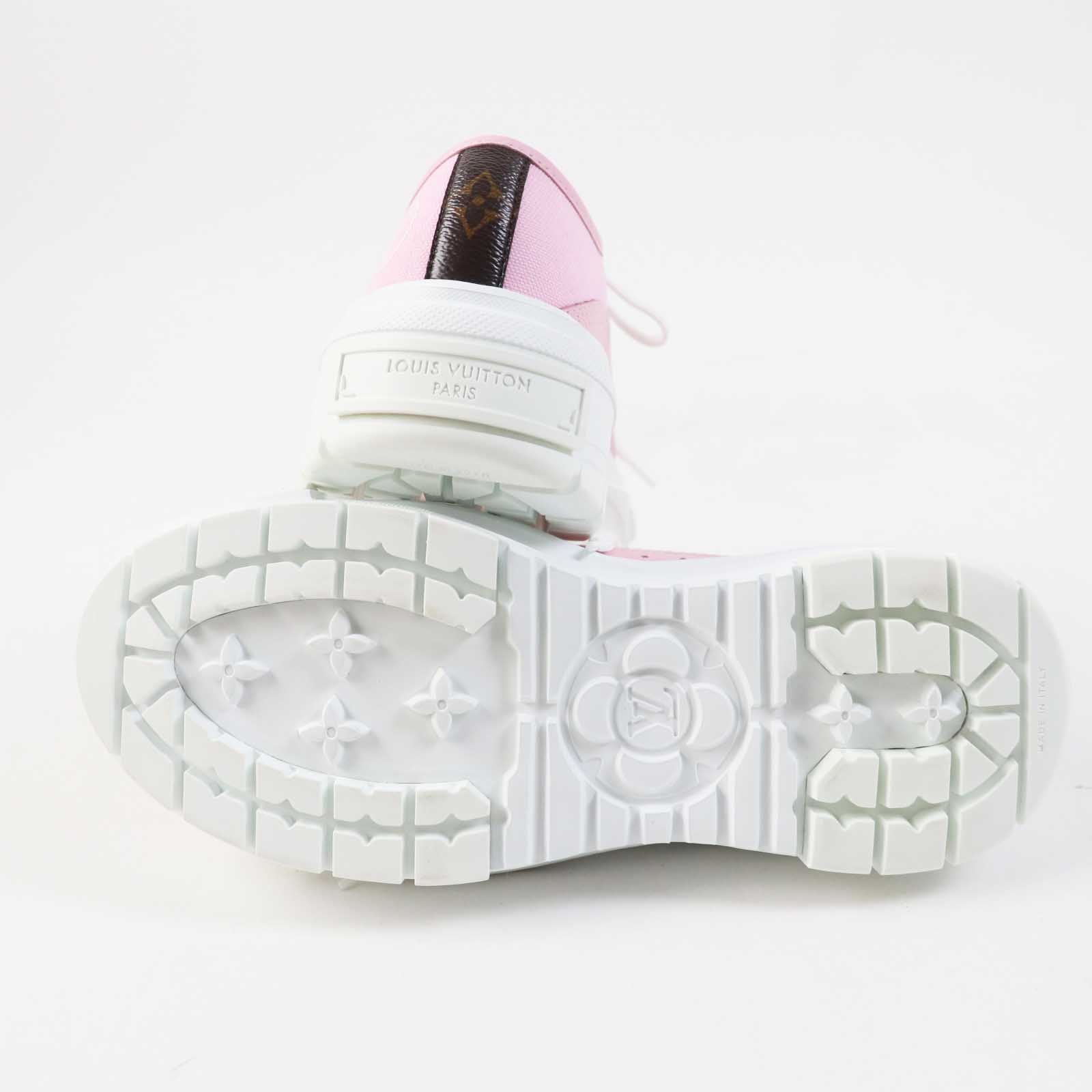 Louis Vuitton Leather Canvas Sneakers Pink 36.5