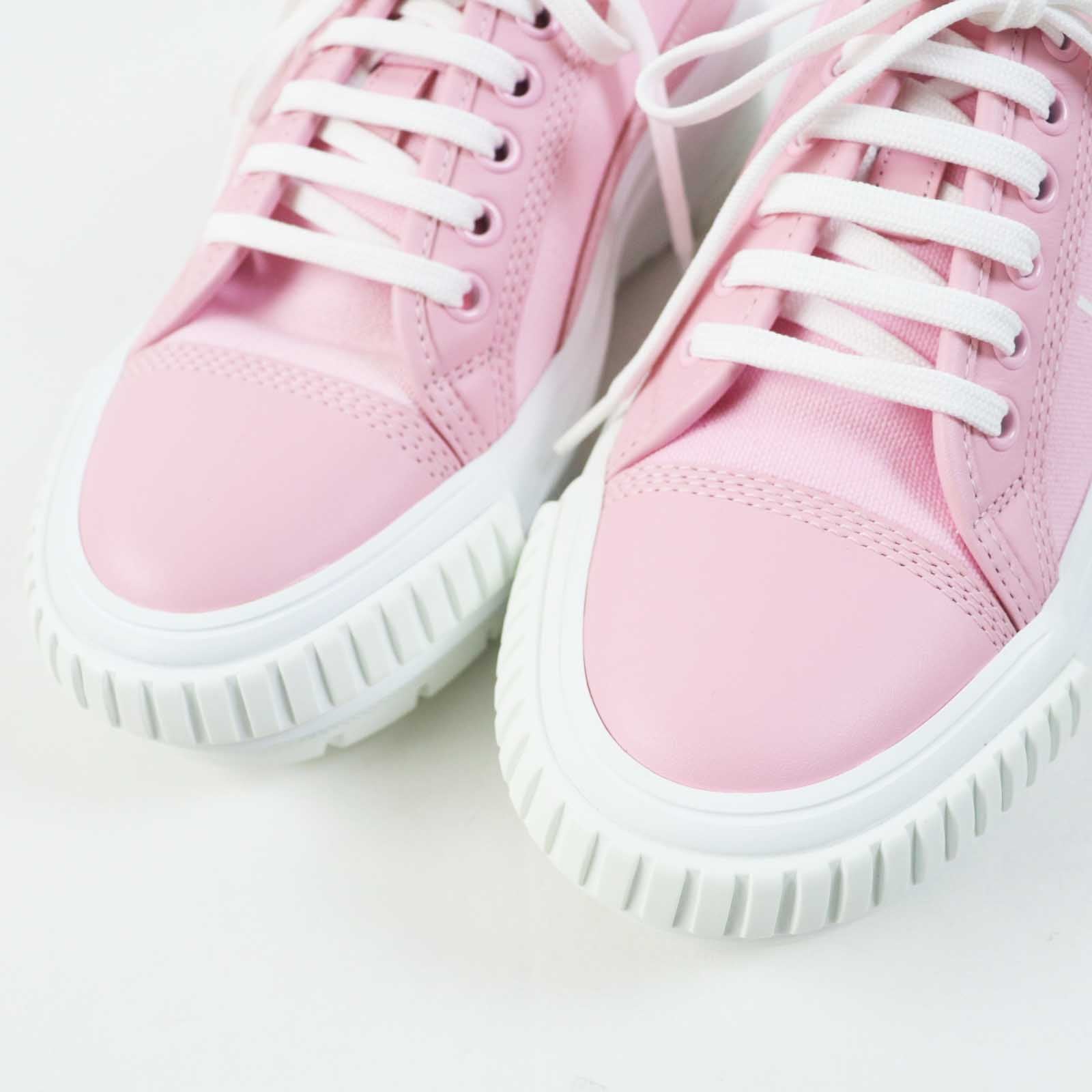 Louis Vuitton Leather Canvas Sneakers Pink 36.5