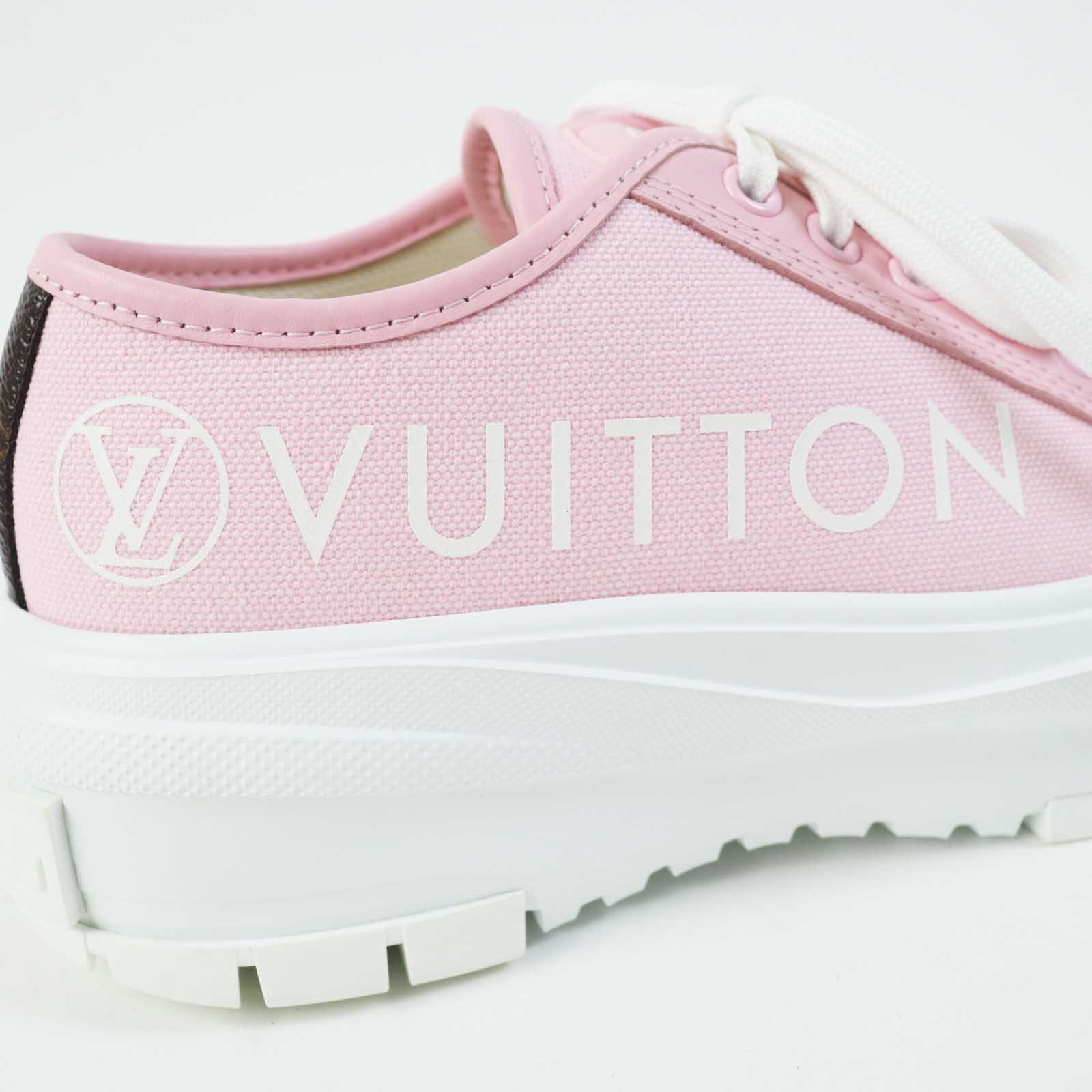 Louis Vuitton Leather Canvas Sneakers Pink 36.5