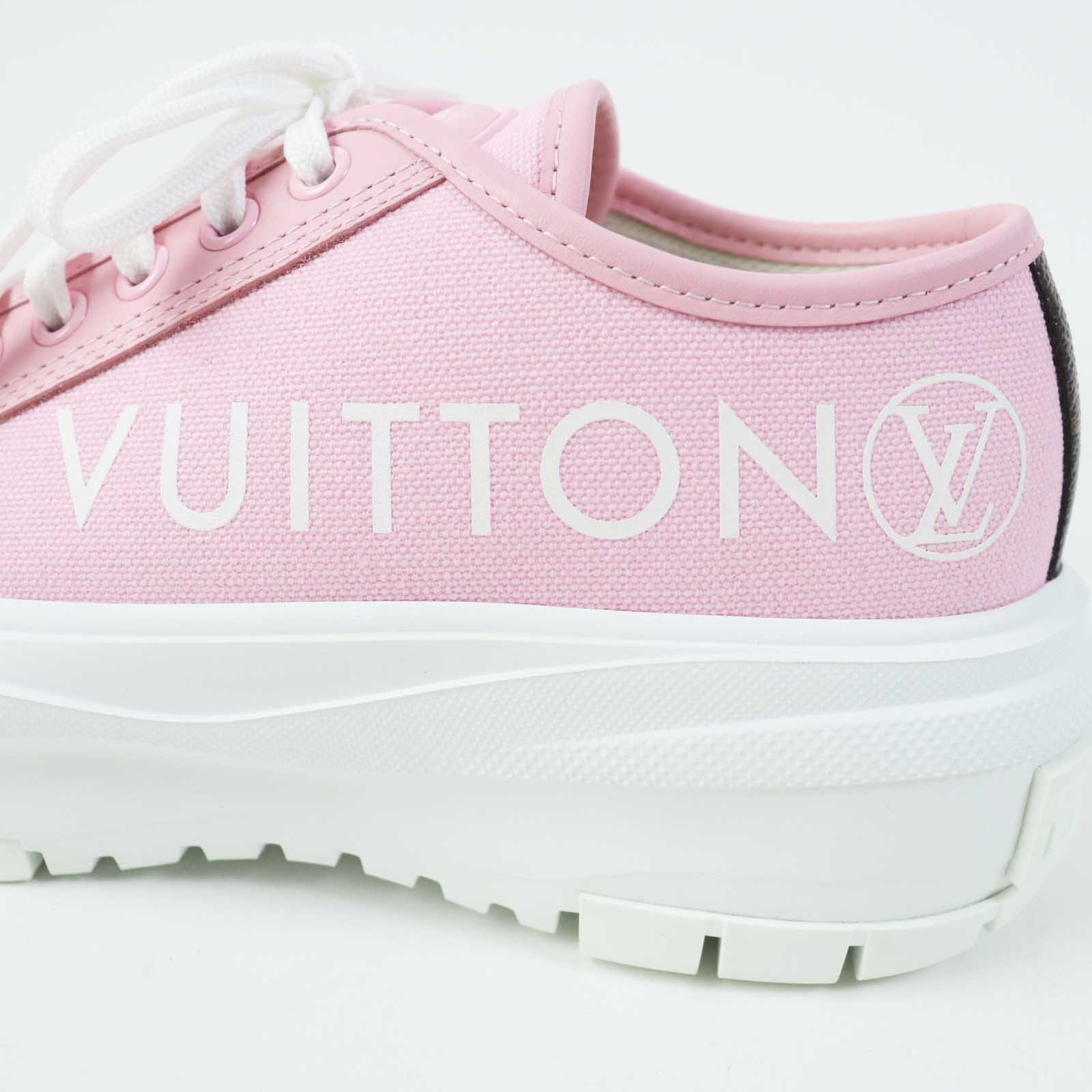 Louis Vuitton Leather Canvas Sneakers Pink 36.5