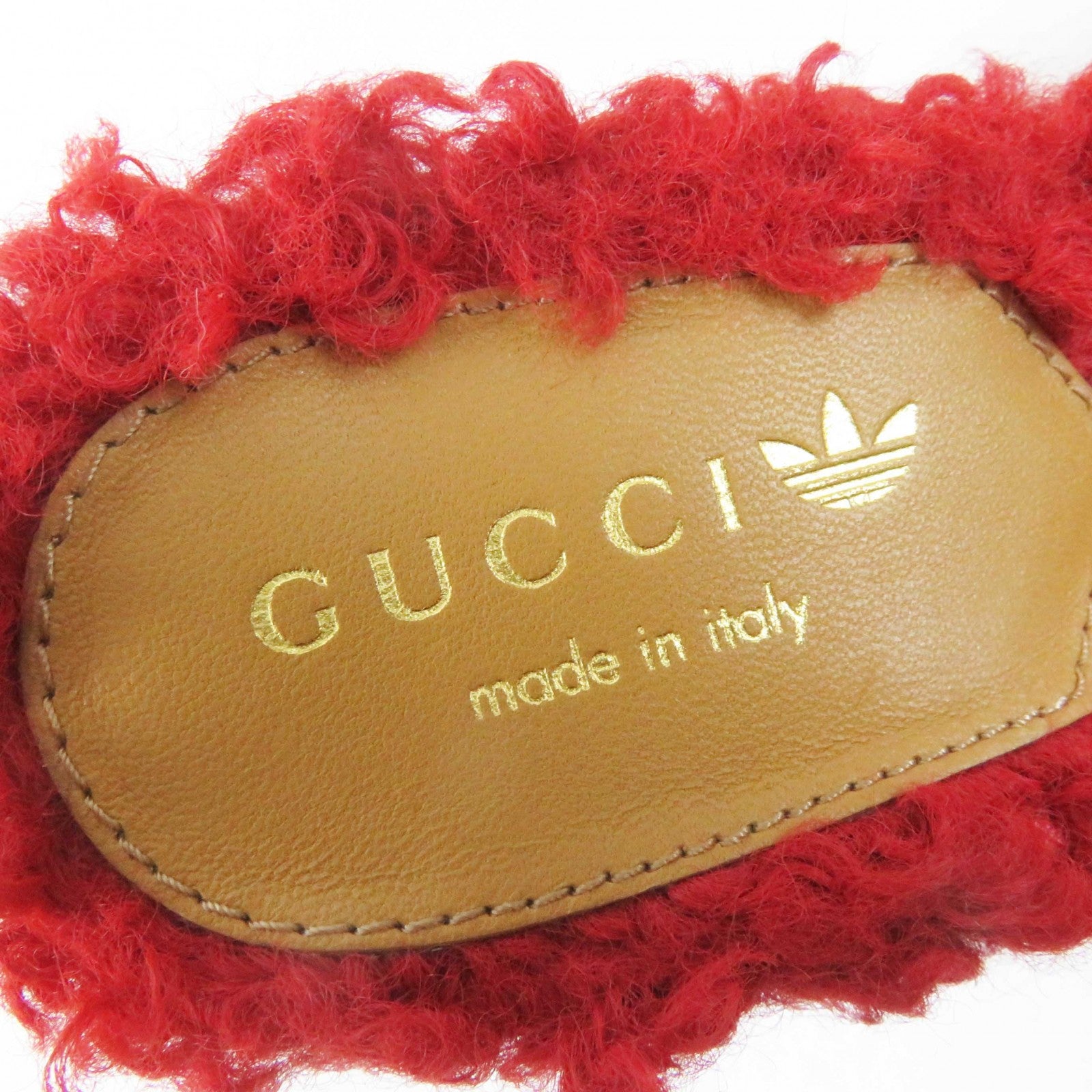 Gucci Trefoil Shearling Slide Sandals Red 37