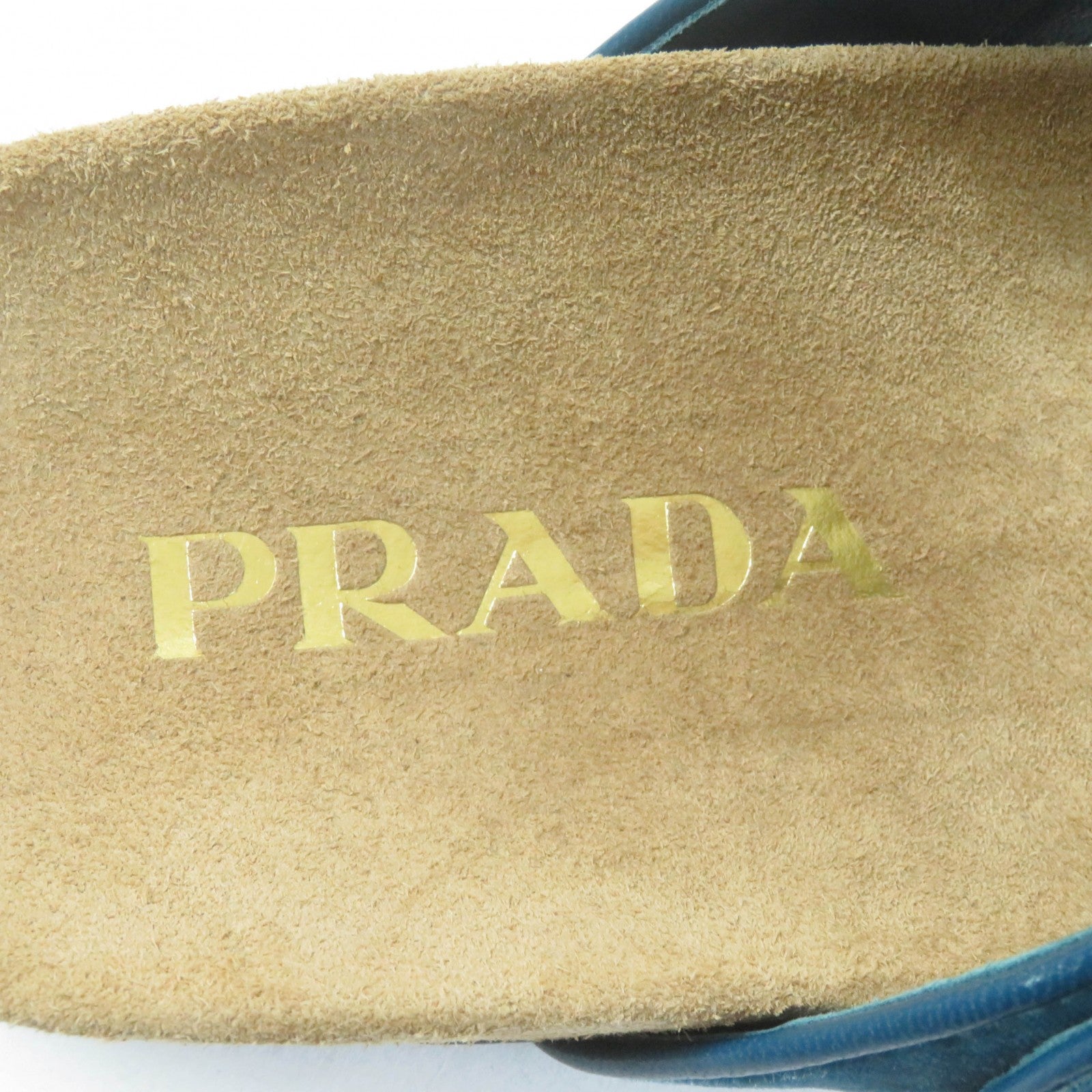 Prada Belt Design Thong Sandals Blue 36.5