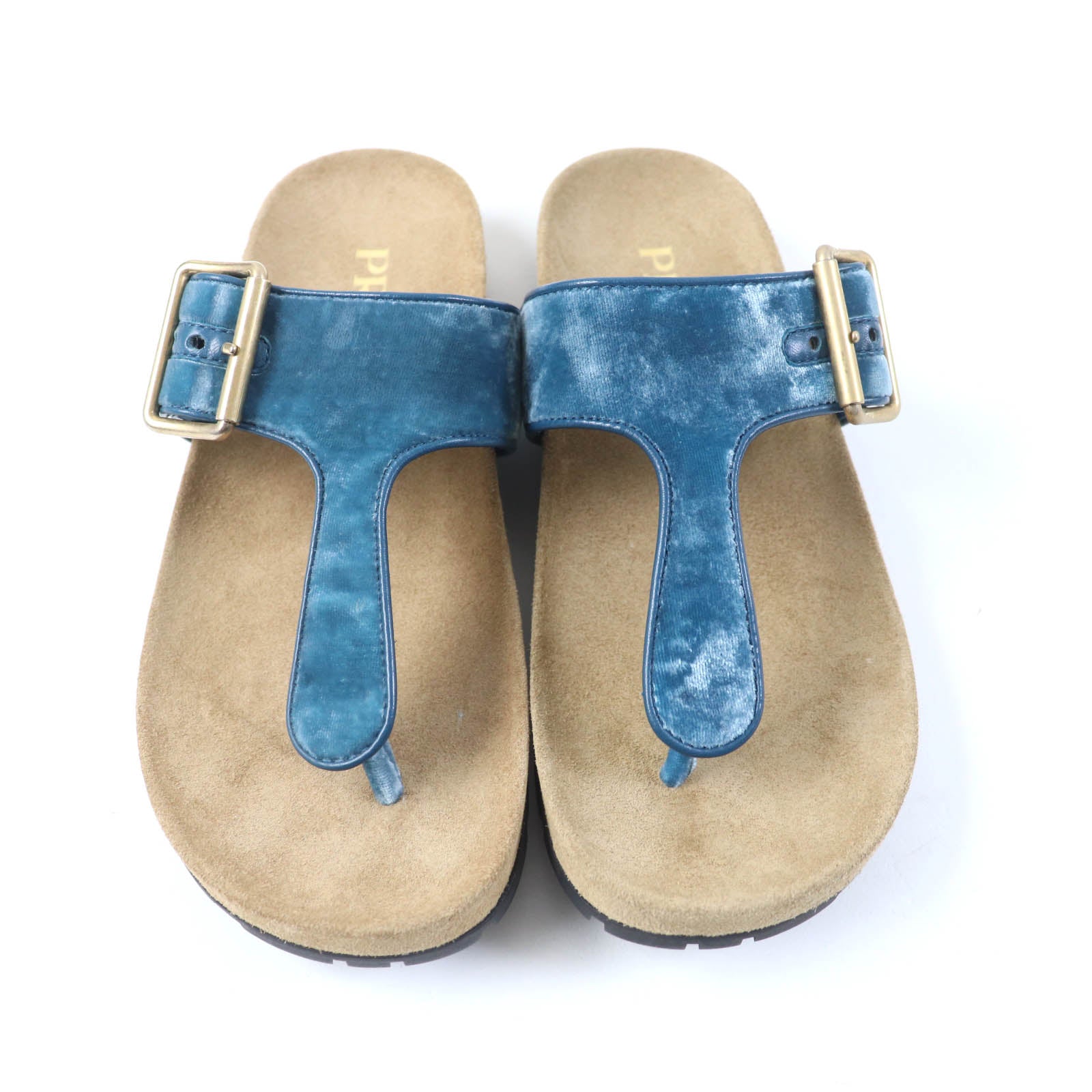 Prada Belt Design Thong Sandals Blue 36.5