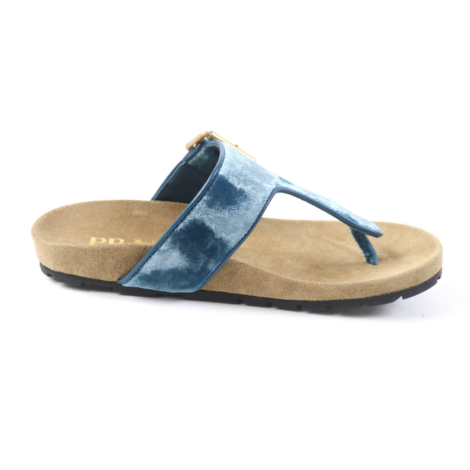 Prada Belt Design Thong Sandals Blue 36.5