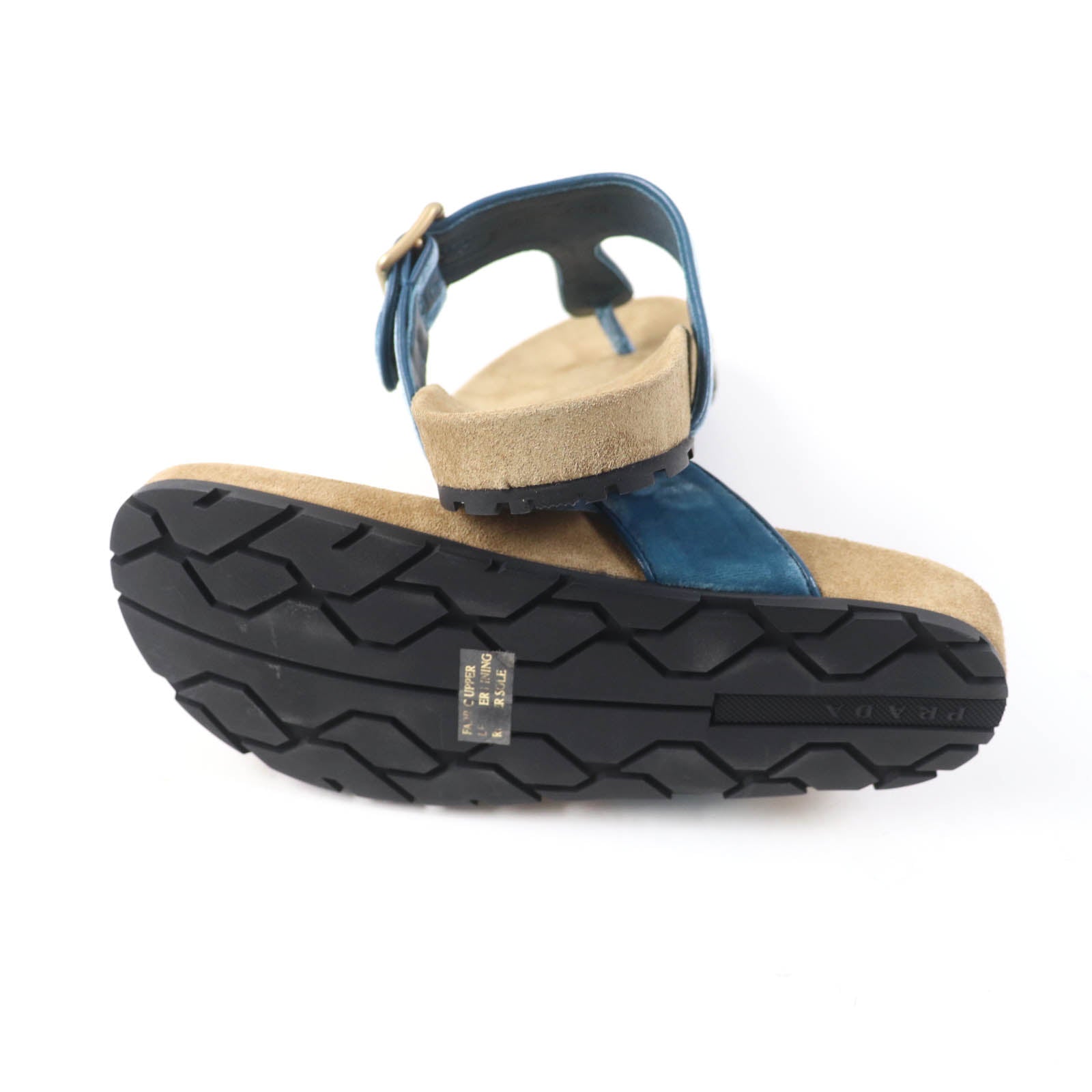 Prada Belt Design Thong Sandals Blue 36.5