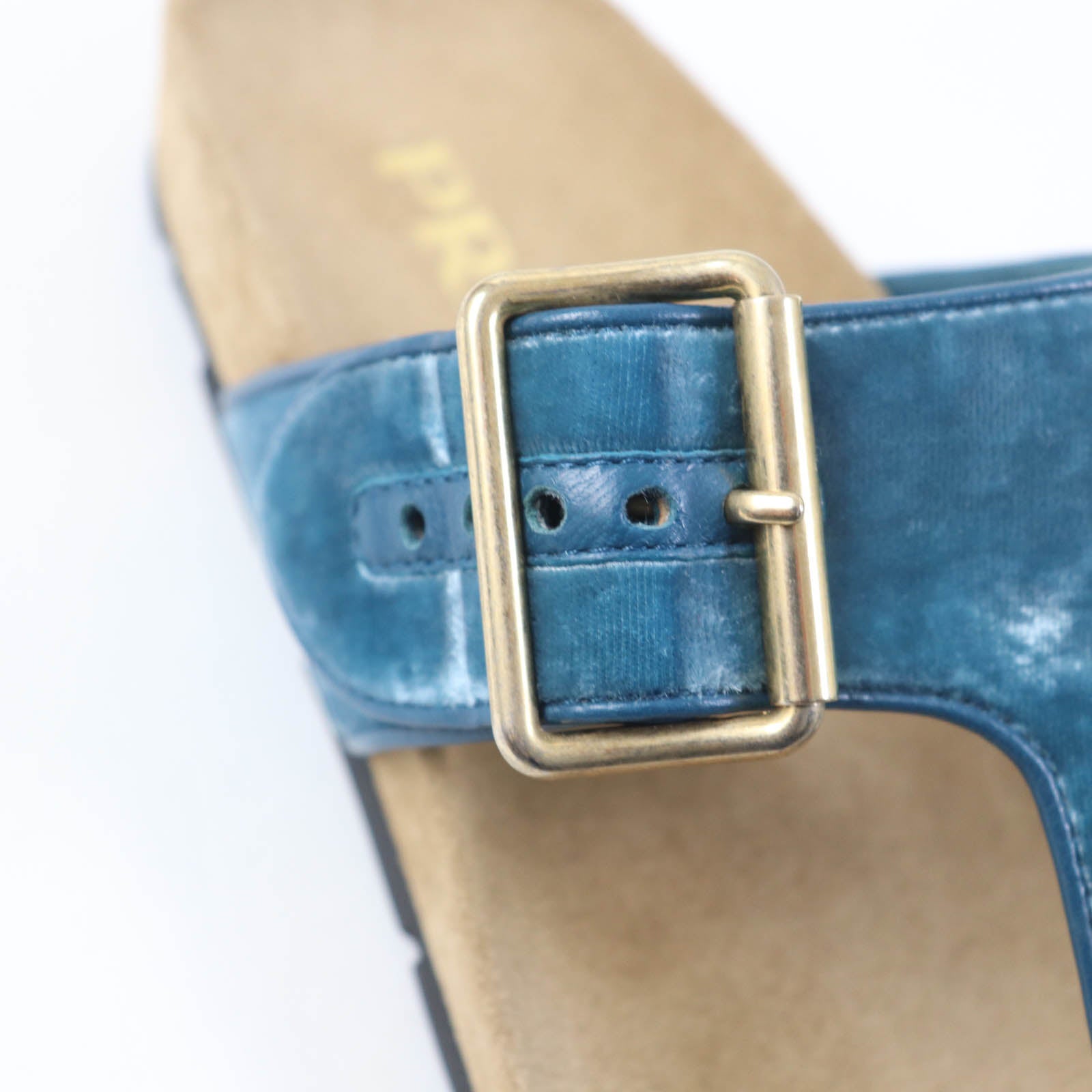 Prada Belt Design Thong Sandals Blue 36.5