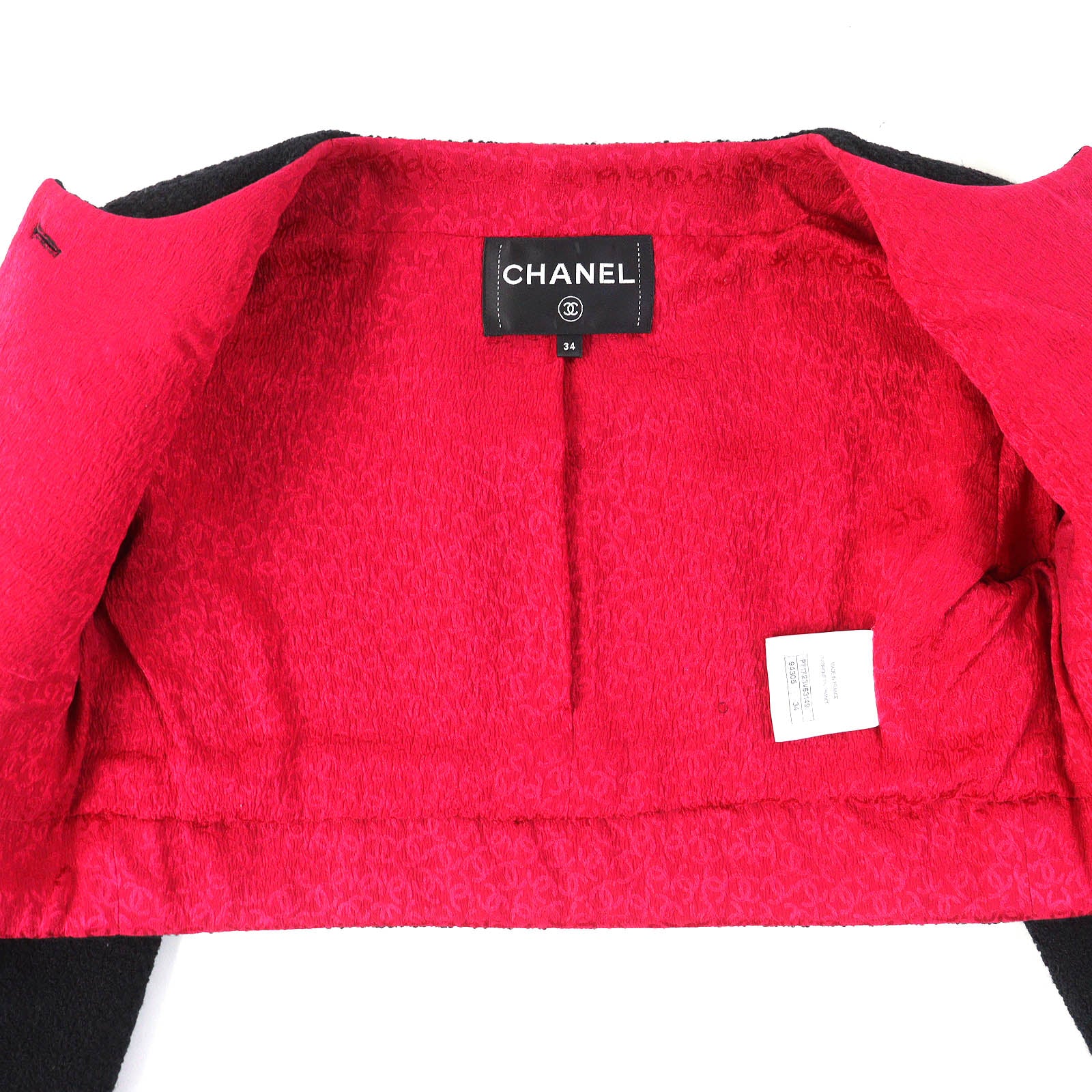 Chanel Tweed Jacket Wool Polyester Coco Button