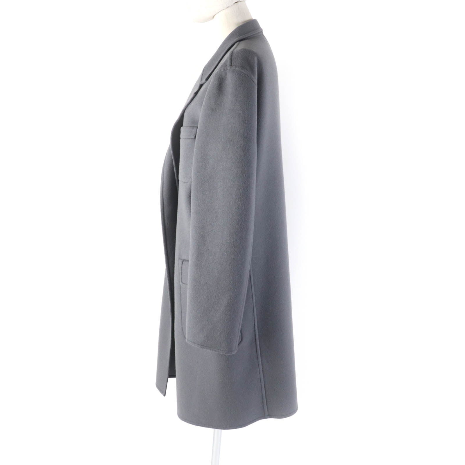 Celine Cashmere Front Open Crombie Coat Gray