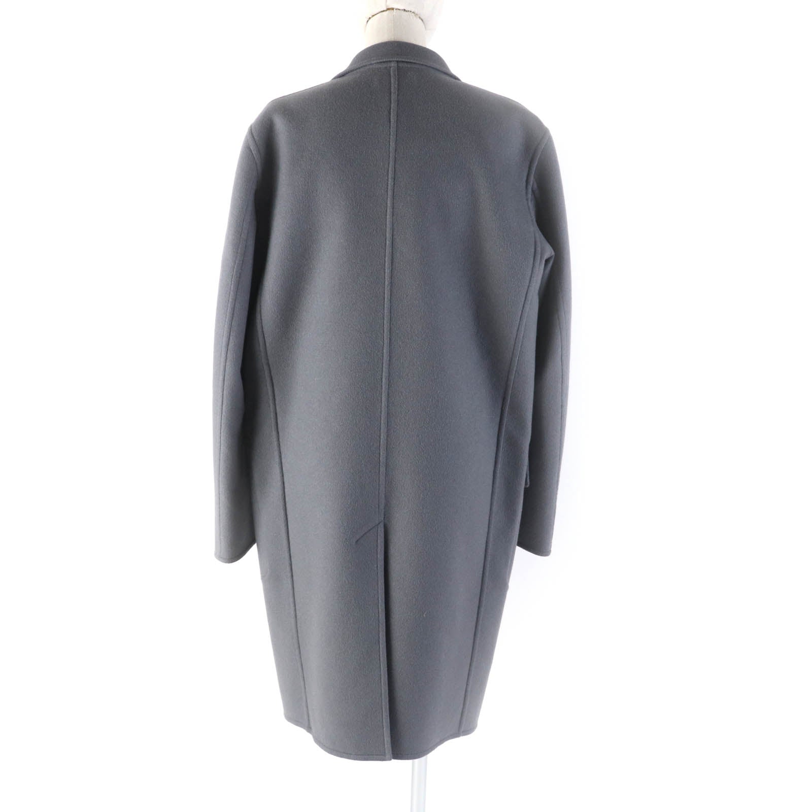 Celine Cashmere Front Open Crombie Coat Gray