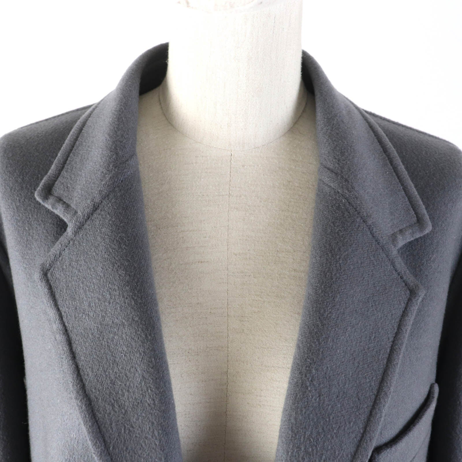 Celine Cashmere Front Open Crombie Coat Gray