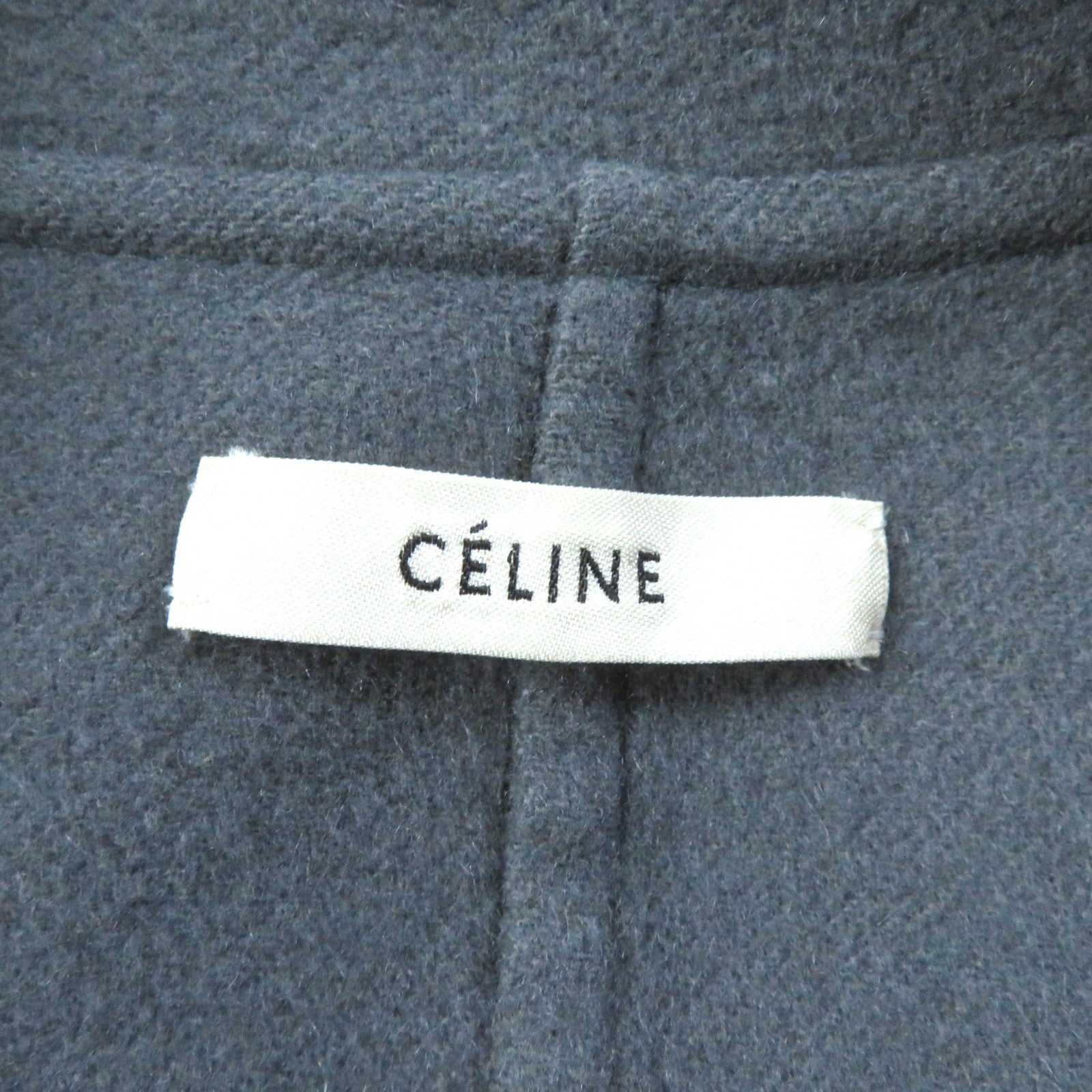 Celine Cashmere Front Open Crombie Coat Gray