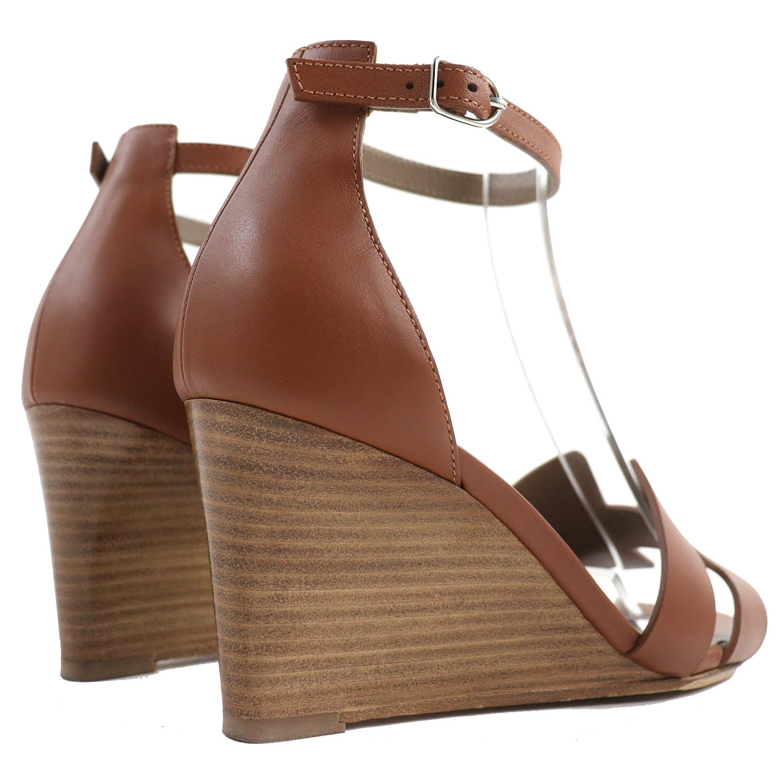 HERMES Leather Sandals Brown 37 Women