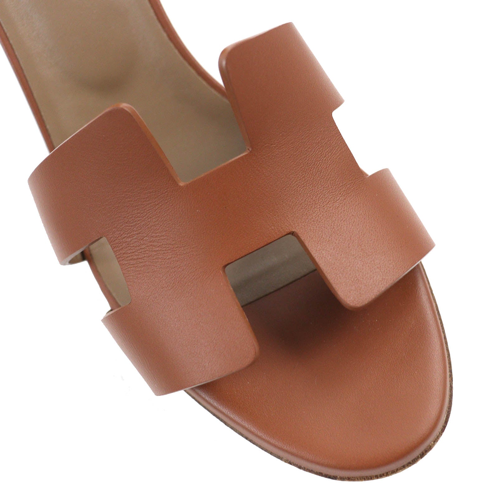 HERMES Leather Sandals Brown 37 Women