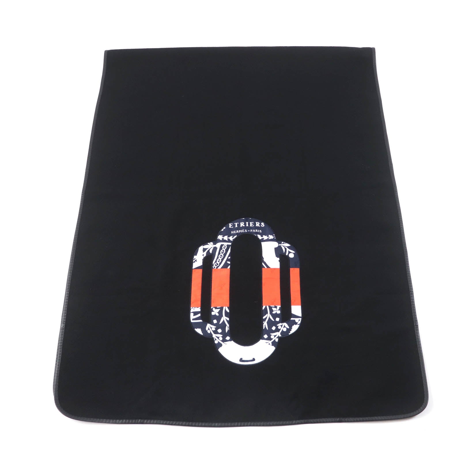 Hermes Etriers Cashmere Scarf Shawl Black