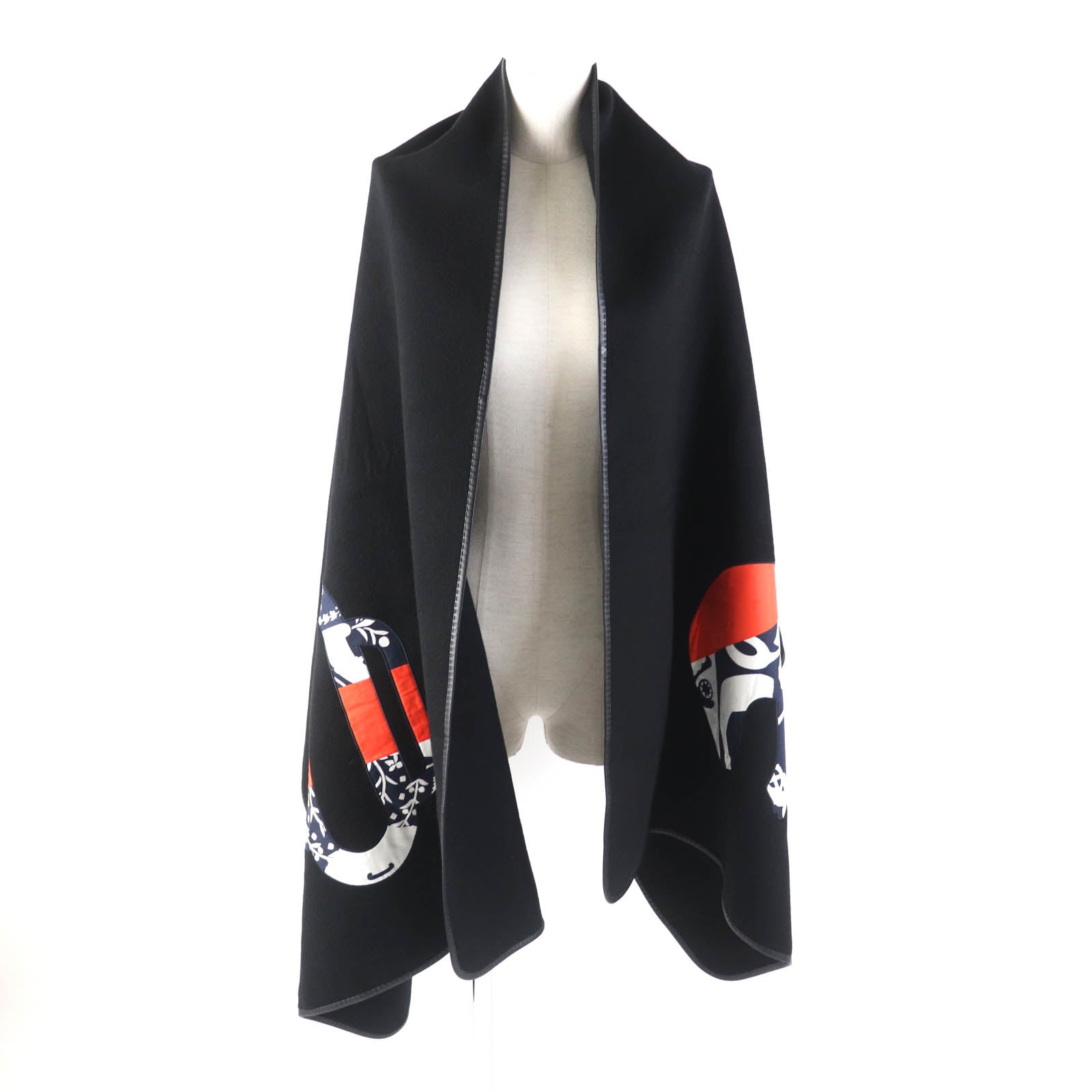 Hermes Etriers Cashmere Scarf Shawl Black