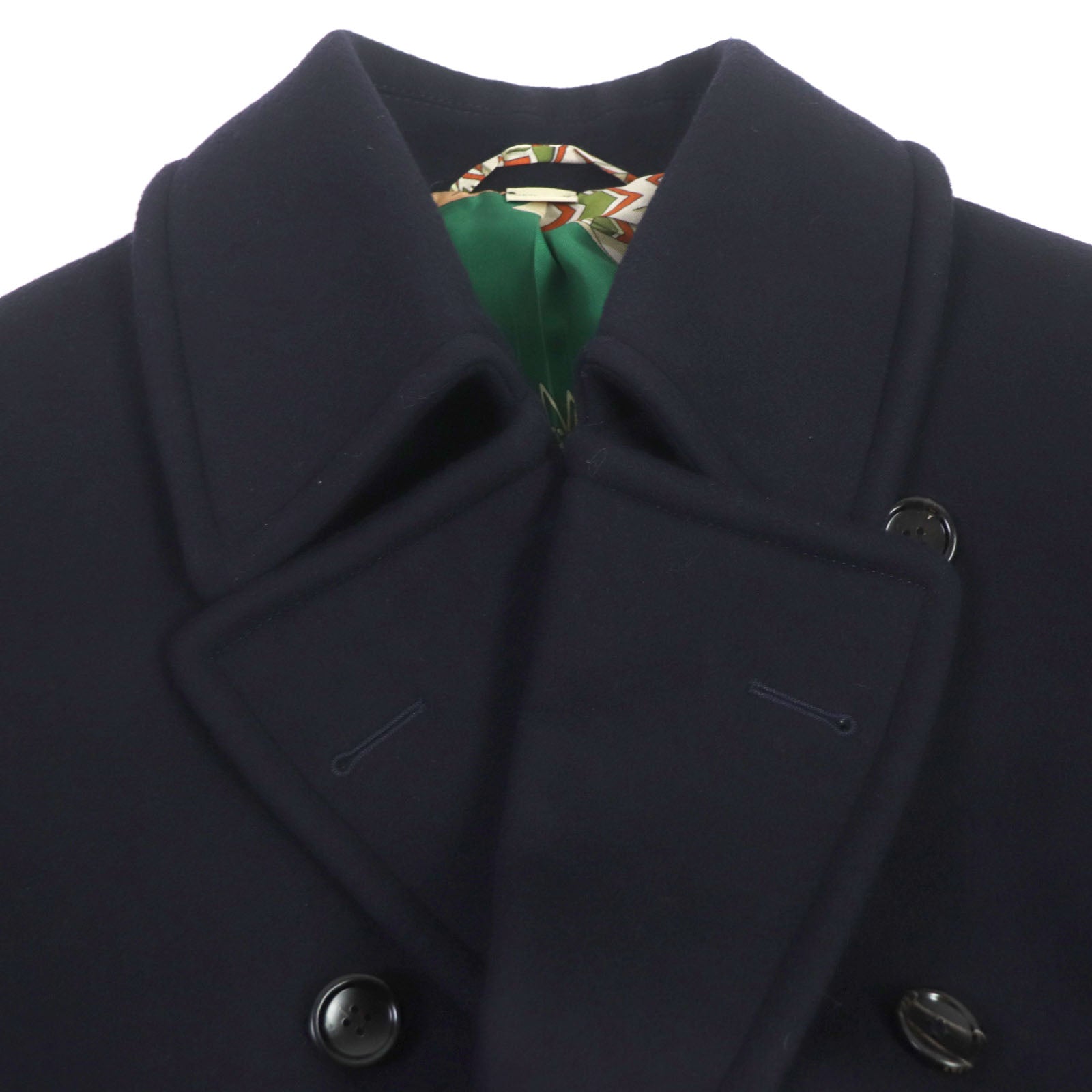 Gucci Wool Cashmere Silk Belted Coat Navy 48