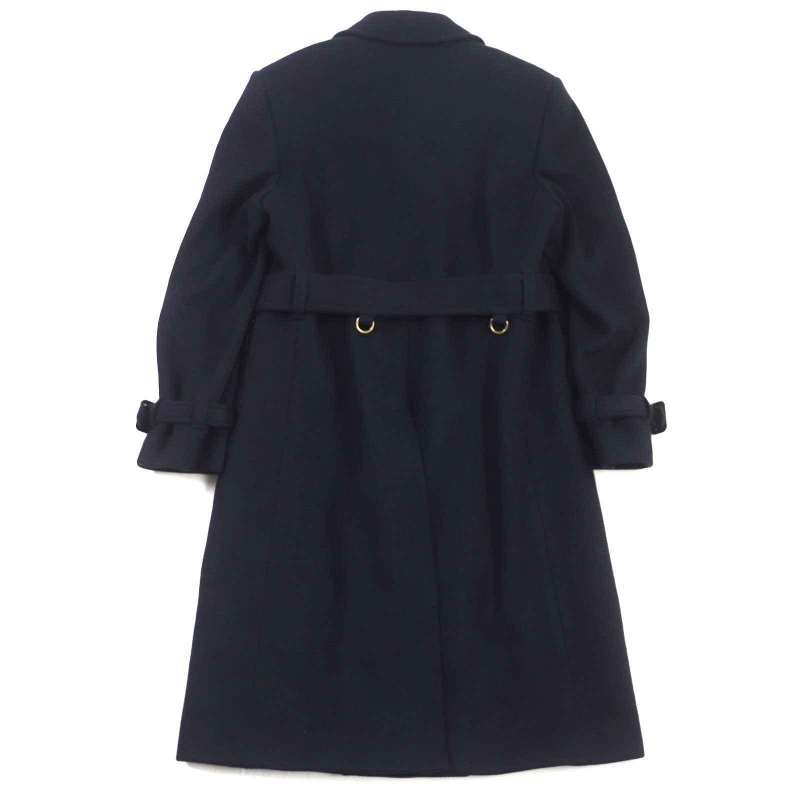 Gucci Wool Cashmere Silk Belted Coat Navy 48