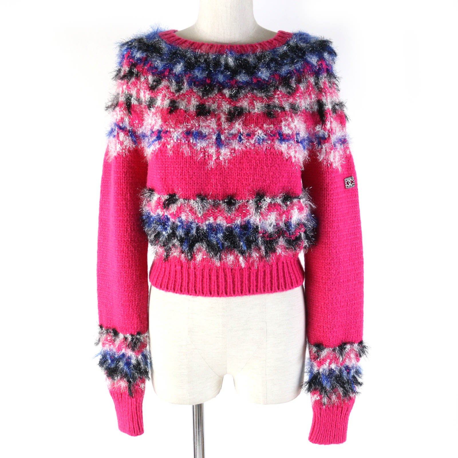 Chanel Cashmere Polyamide Silk COCO Mark Rhinestone Knit