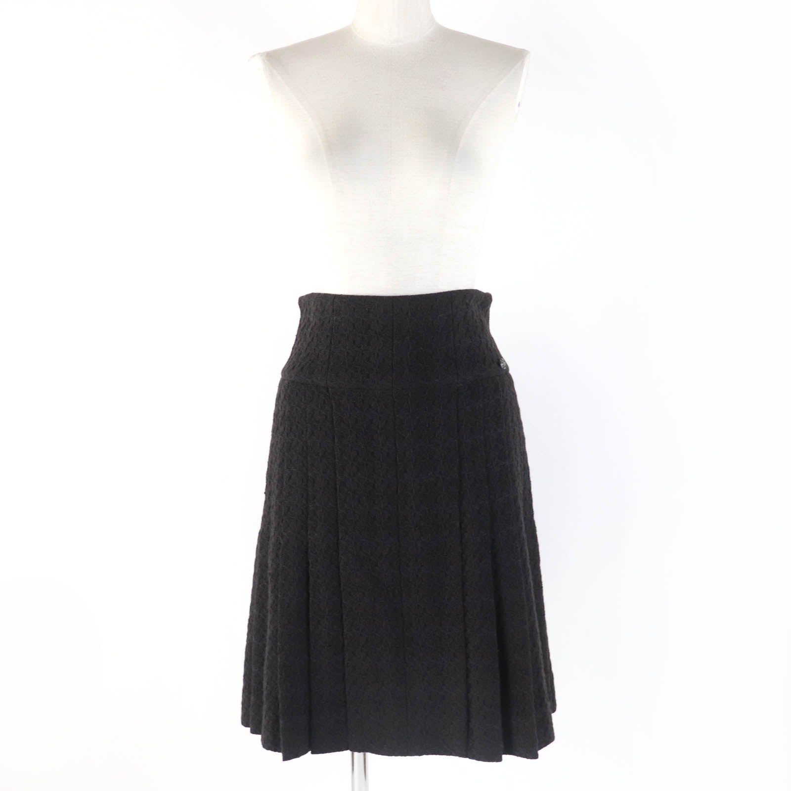 Chanel Wool Tweed Flare Skirt COCO Mark