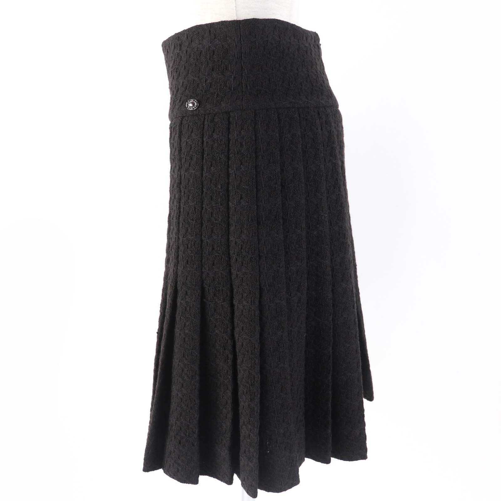 Chanel Wool Tweed Flare Skirt COCO Mark