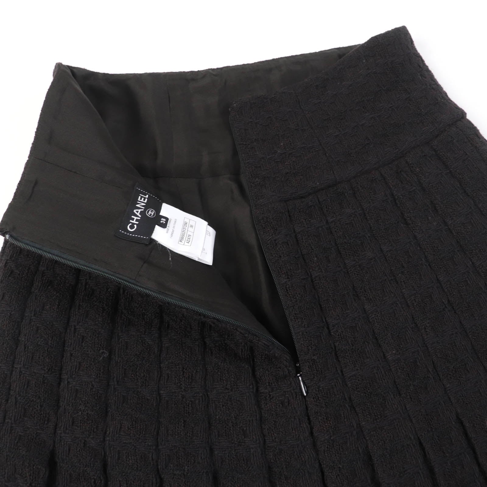 Chanel Wool Tweed Flare Skirt COCO Mark