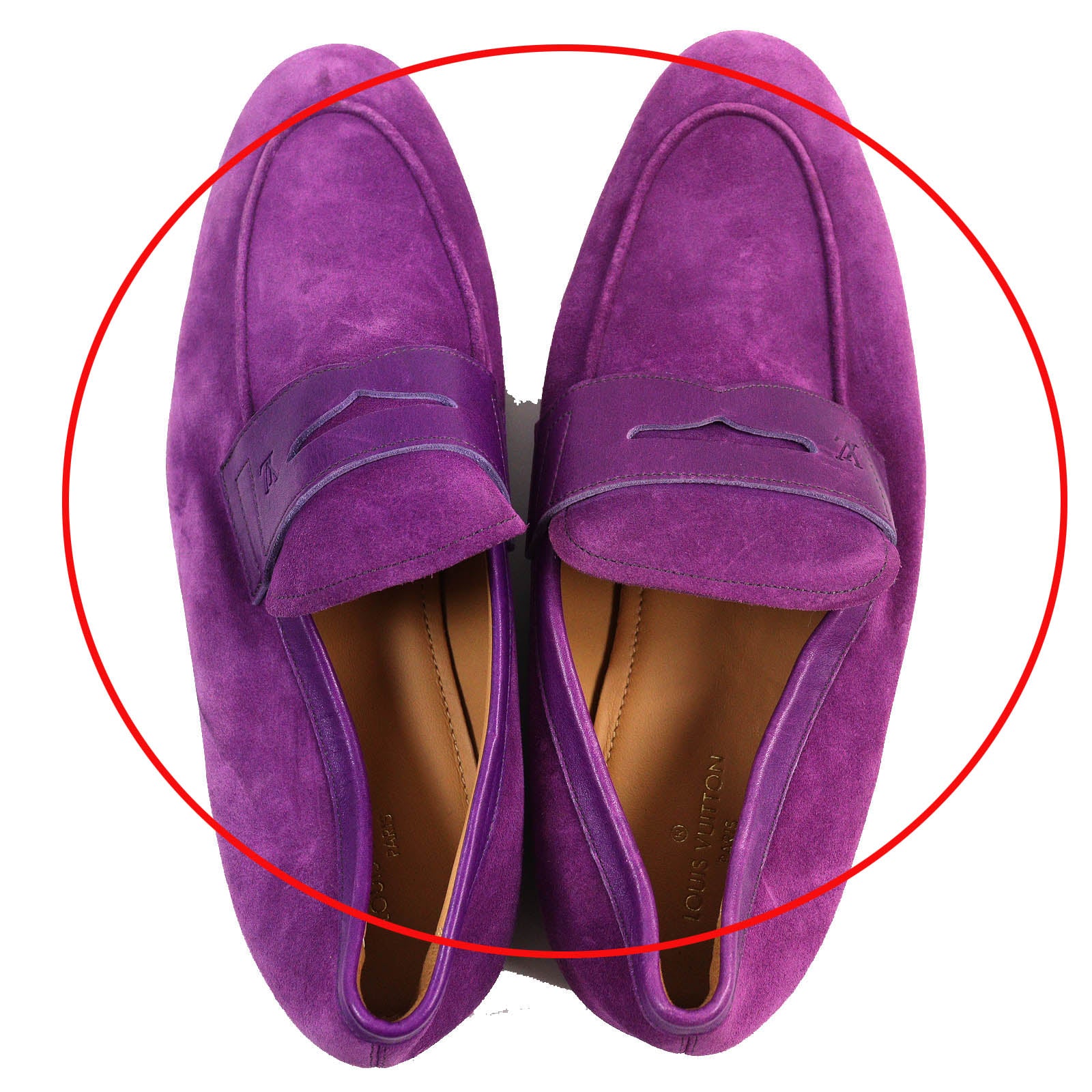 Louis Vuitton Suede Leather Loafers Purple 6.5