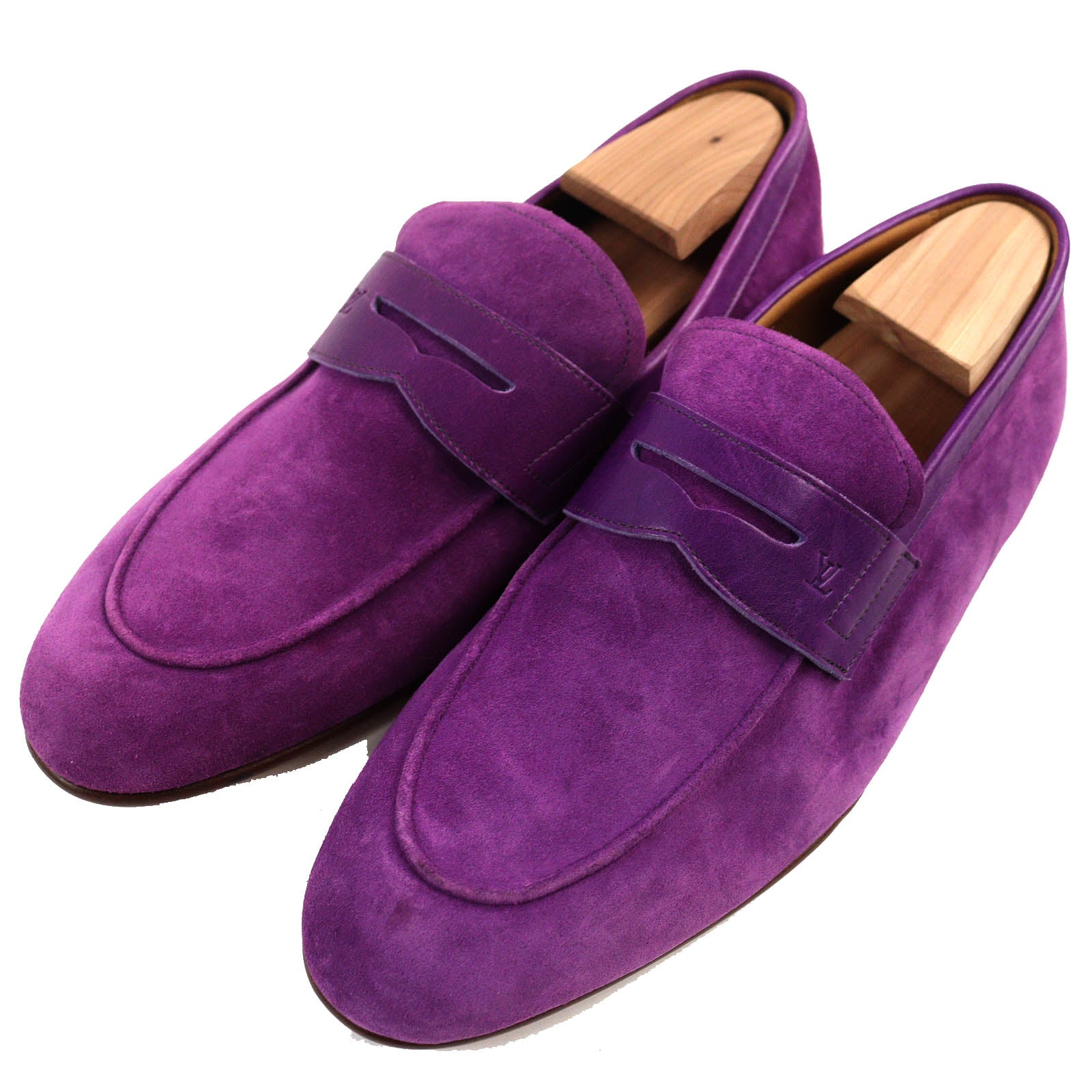 Louis Vuitton Suede Leather Loafers Purple 6.5