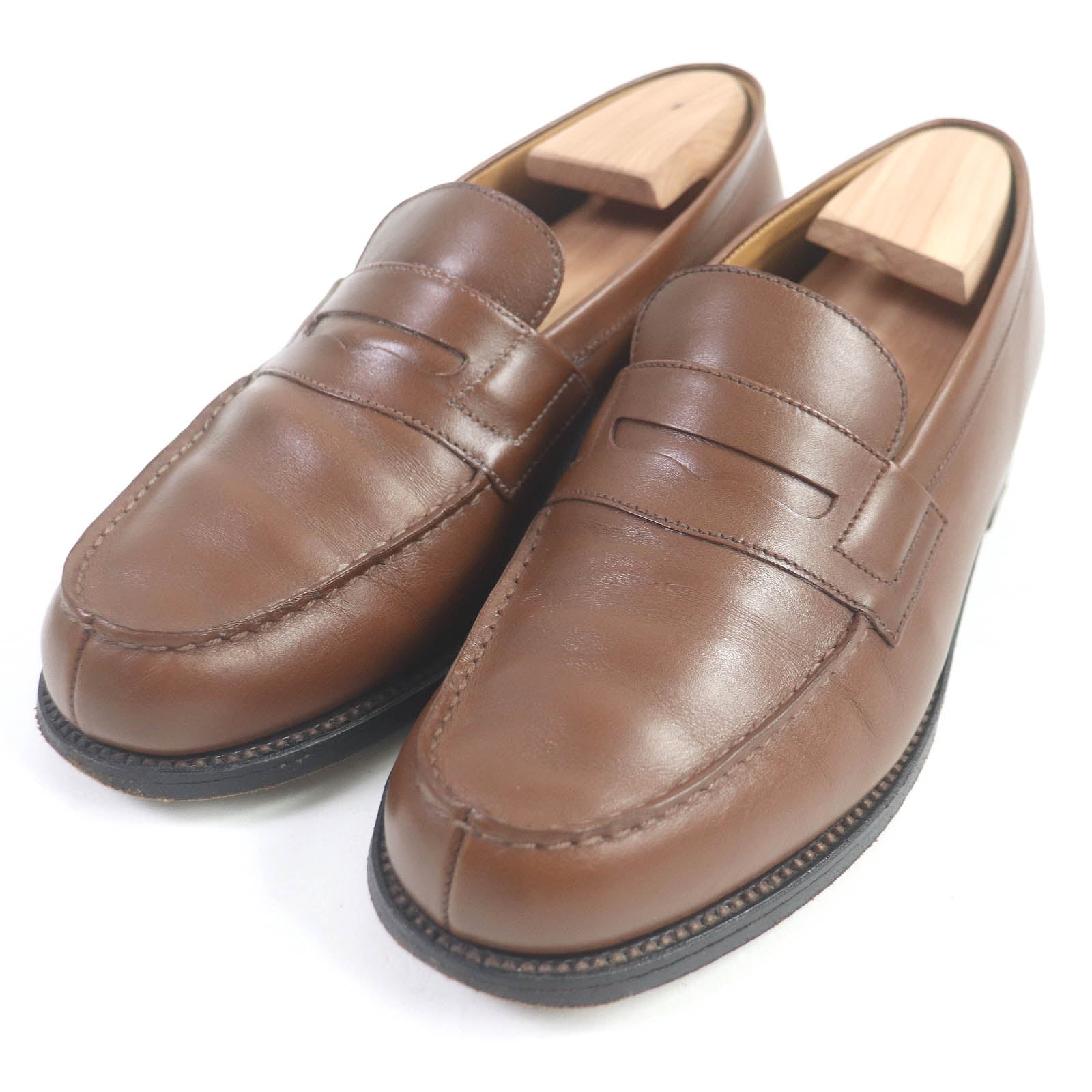 J.M WESTON 180 U-tip Leather Loafers Brown