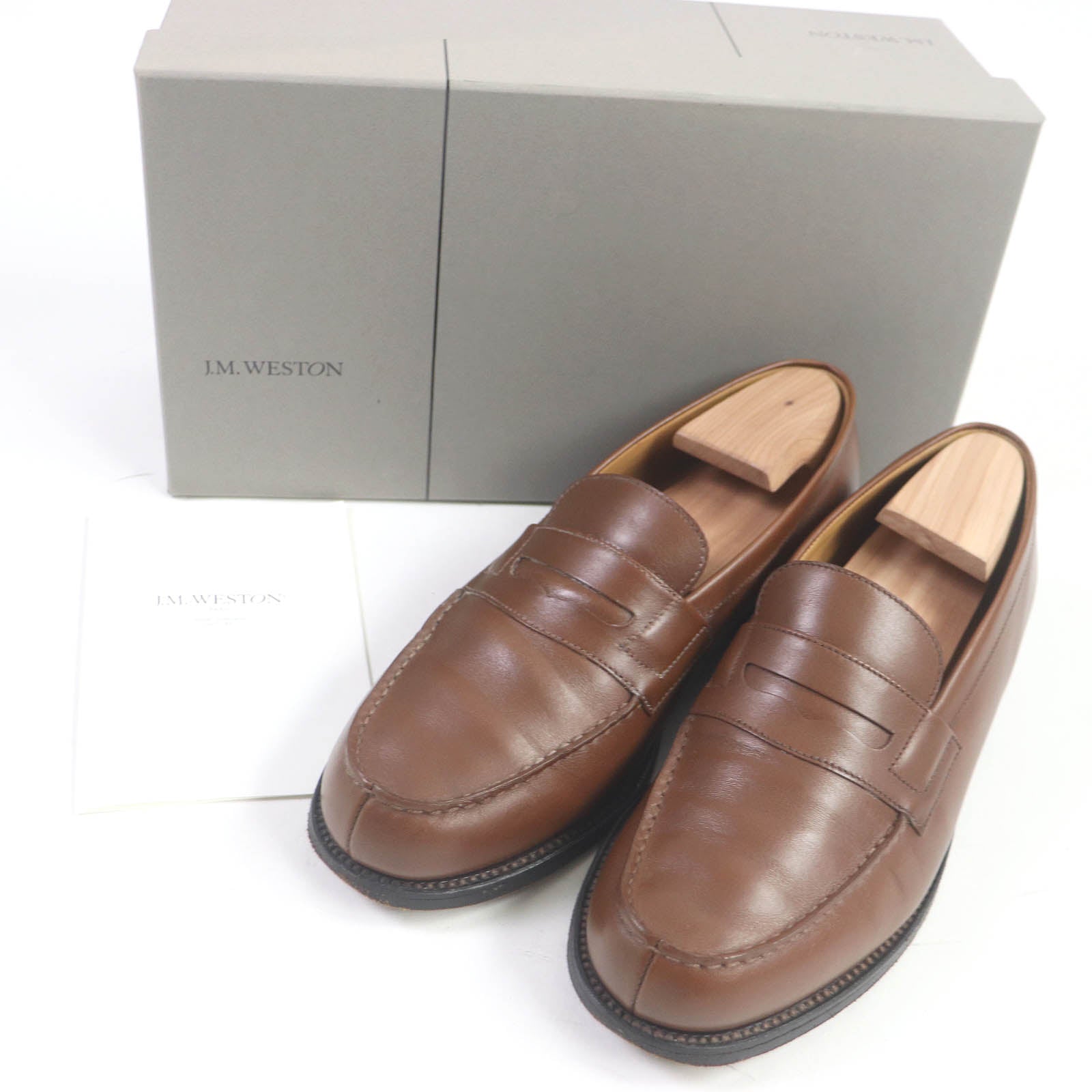 J.M WESTON 180 U-tip Leather Loafers Brown