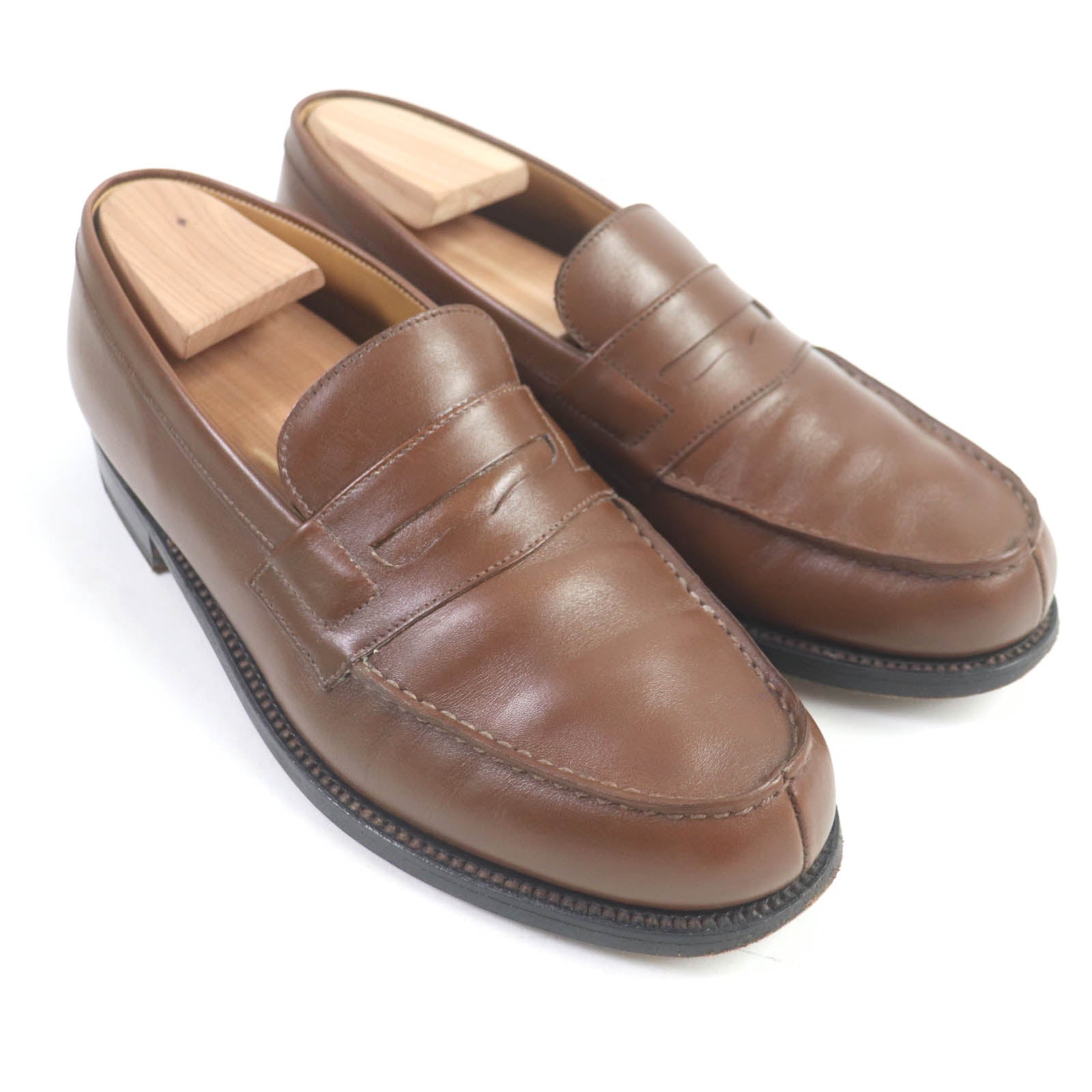 J.M WESTON 180 U-tip Leather Loafers Brown