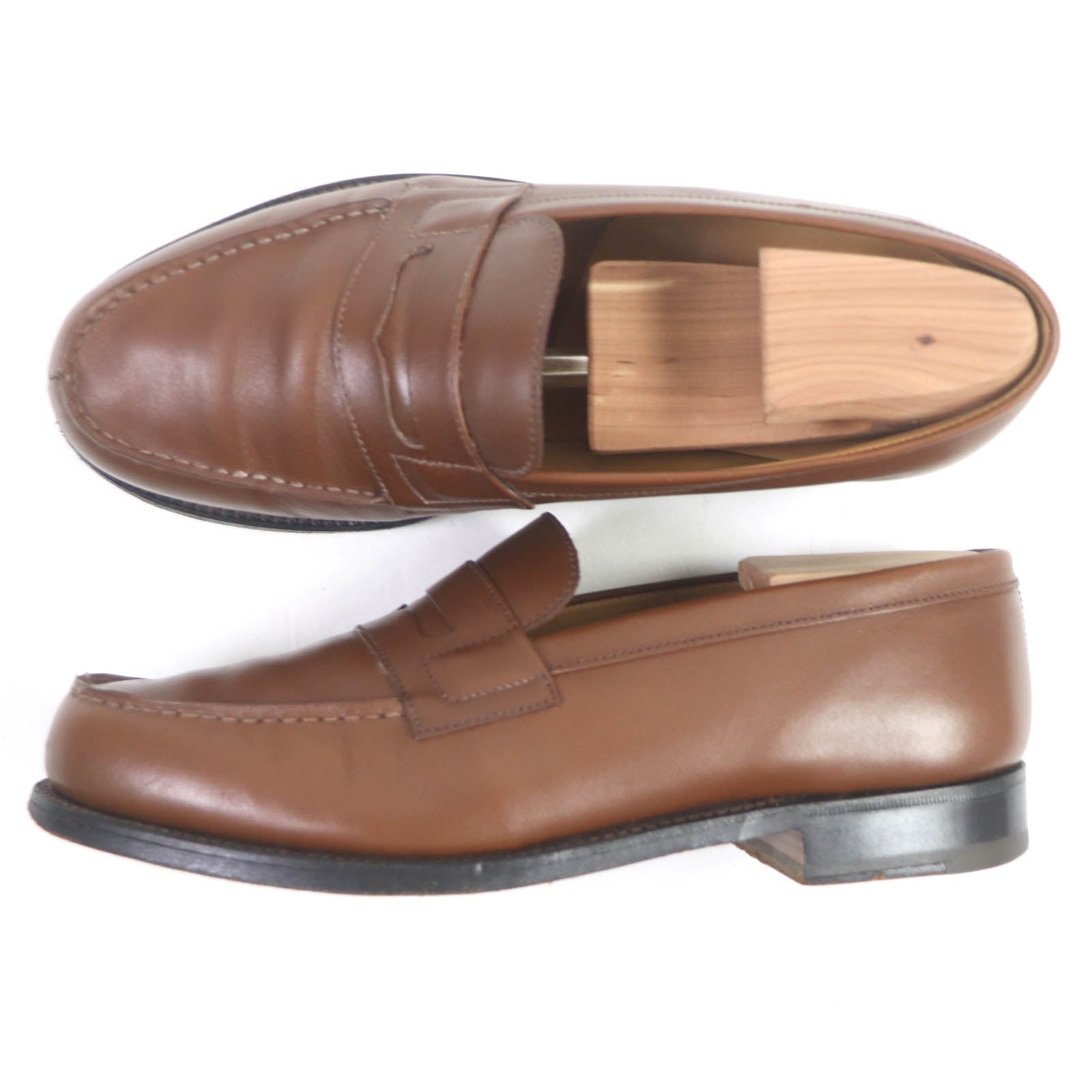 J.M WESTON 180 U-tip Leather Loafers Brown