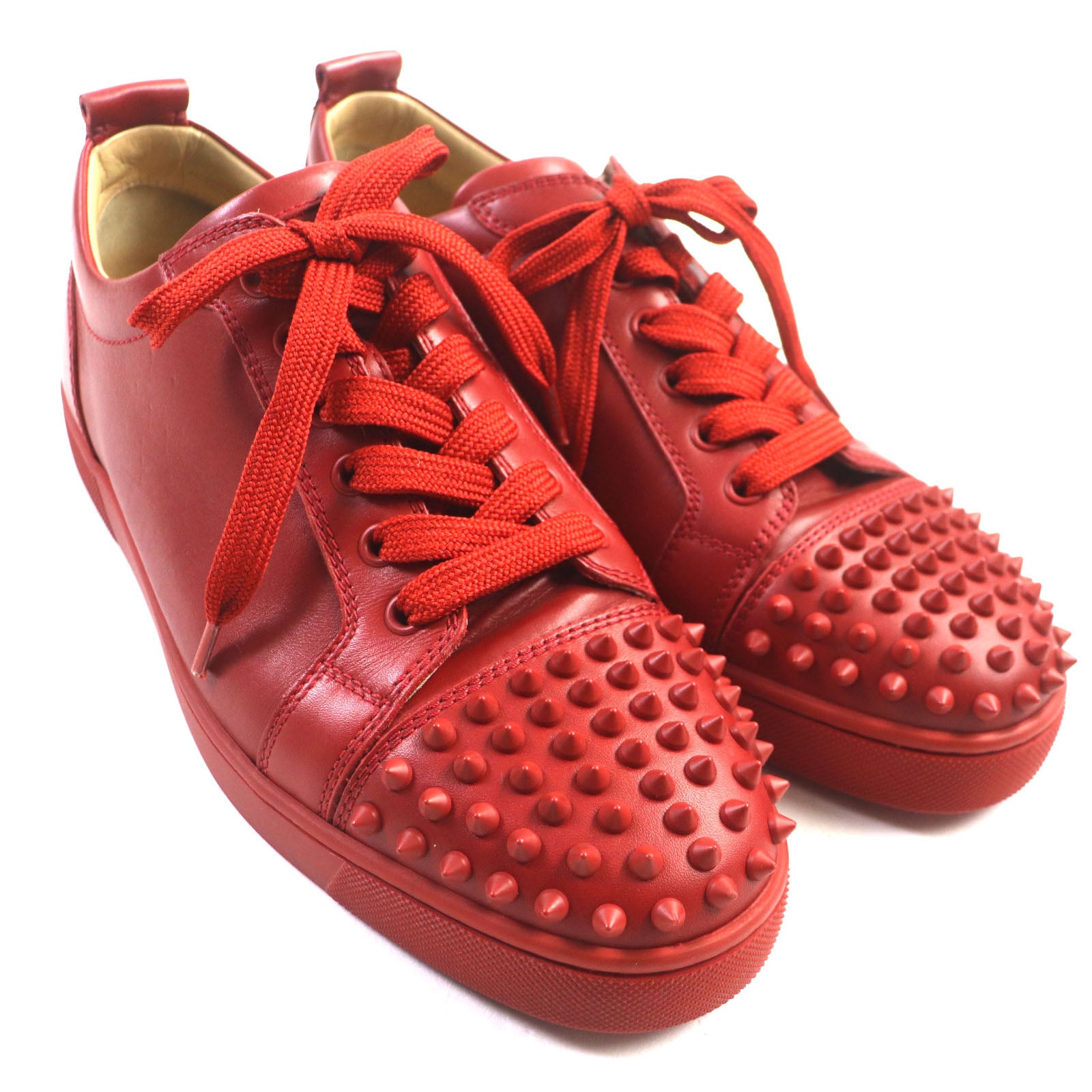 Christian Louboutin Louis Junior Spikes Leather Sneakers Red